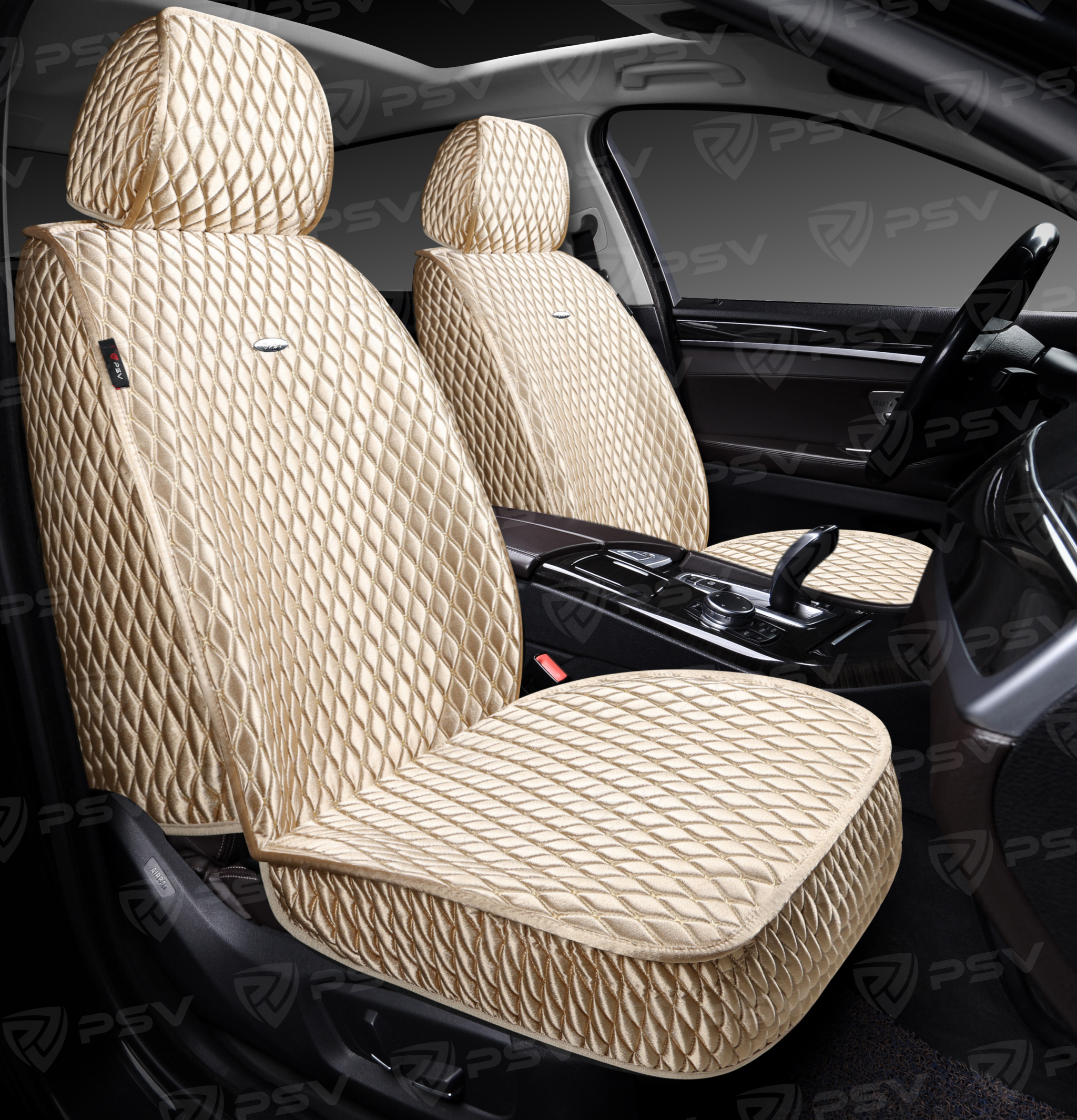 Накидки 5D PSV Xolodok 2 FRONT (Бежевый/Отстрочка Бежевая), на передние сиденья, холодок