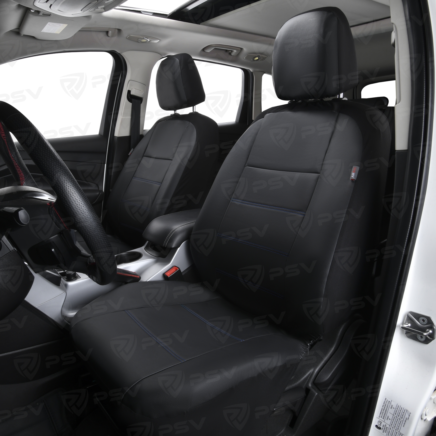 Чехлы GTL Kavaler (Черный/отстрочка синяя), экокожа, вакуумная упаковка