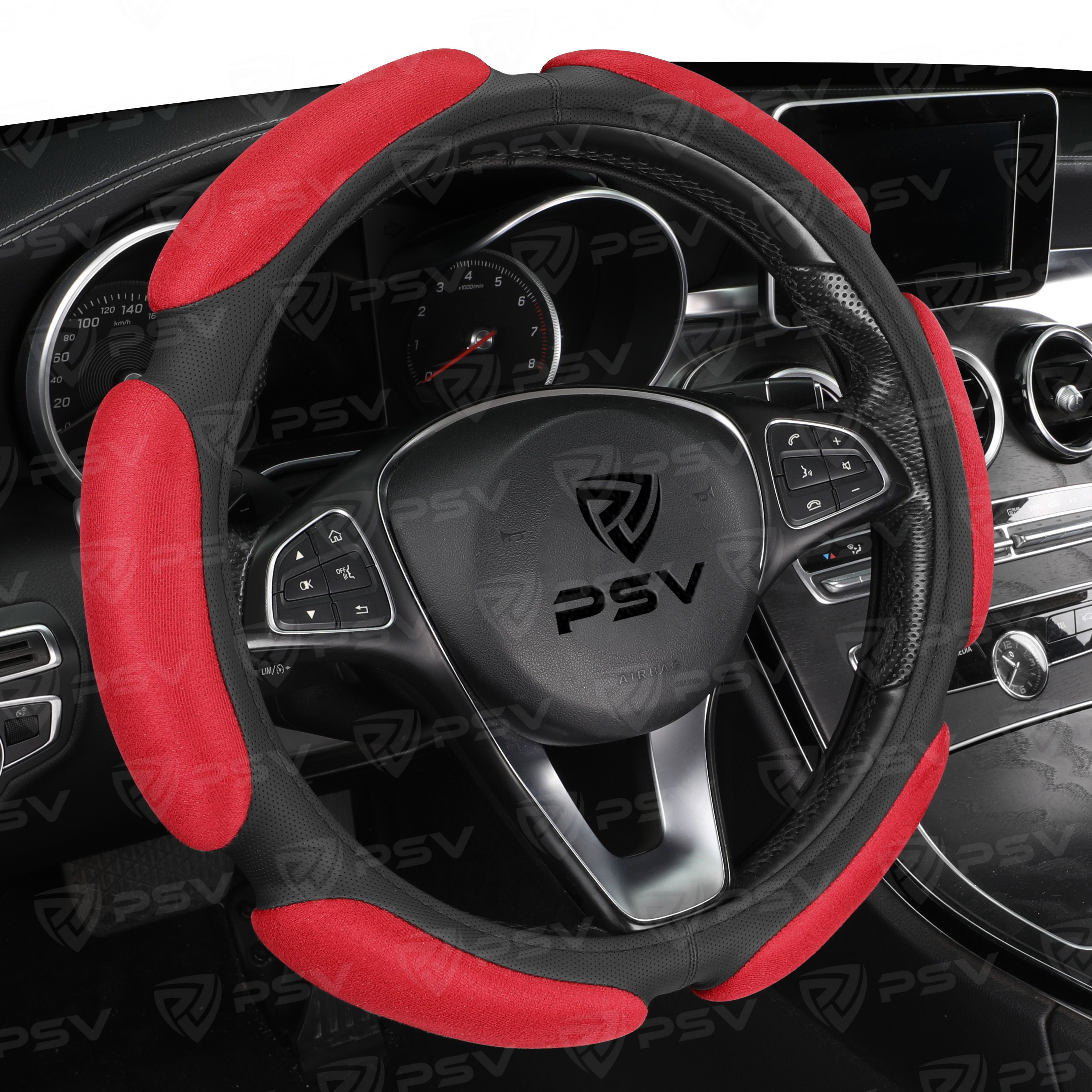 Оплетка на руль PSV RACE SUPER (Черно-Красный) M, экокожа + алькантара