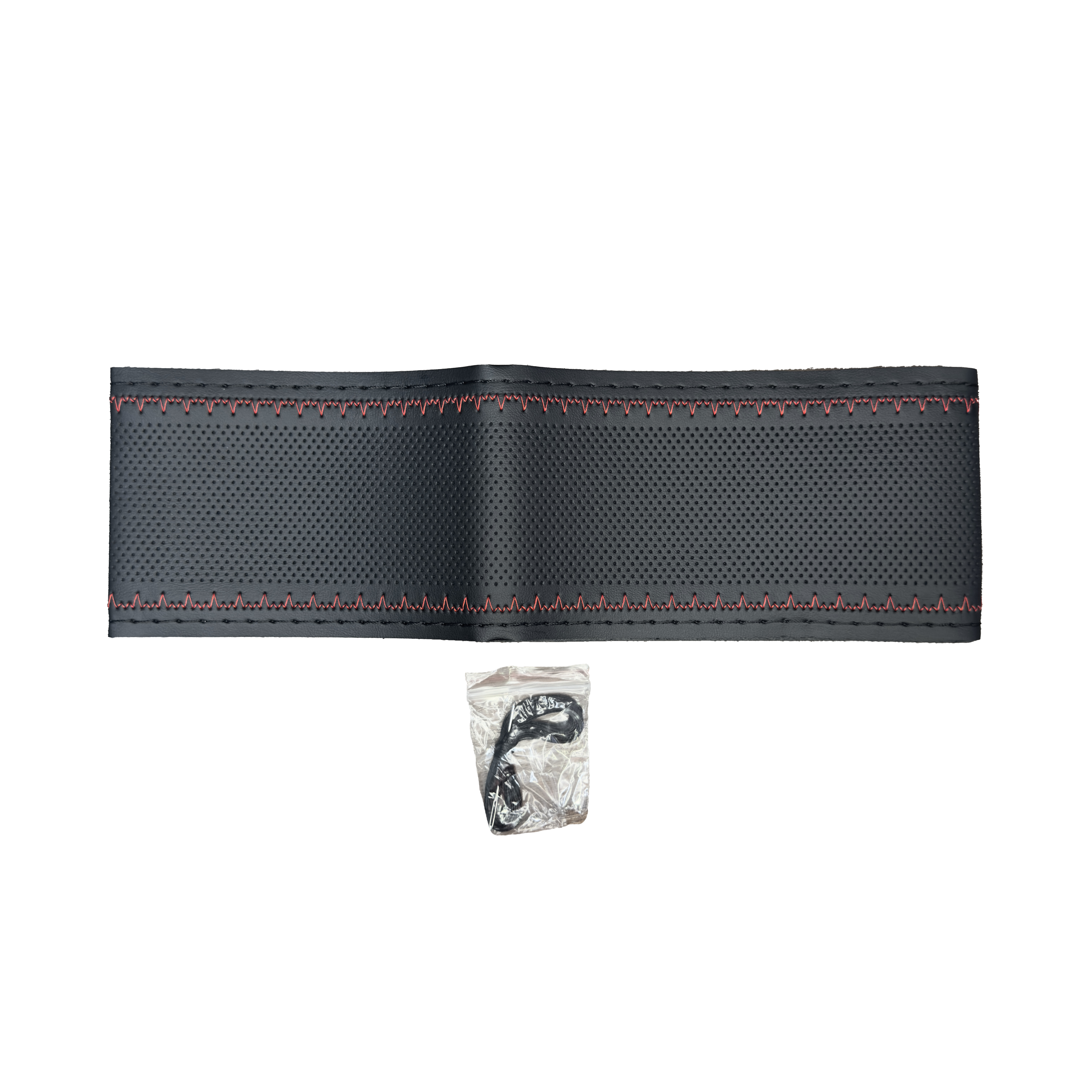 Оплетка на руль PSV со шнуровкой ROW Fiber (Черный/Отстрочка красная) M экокожа