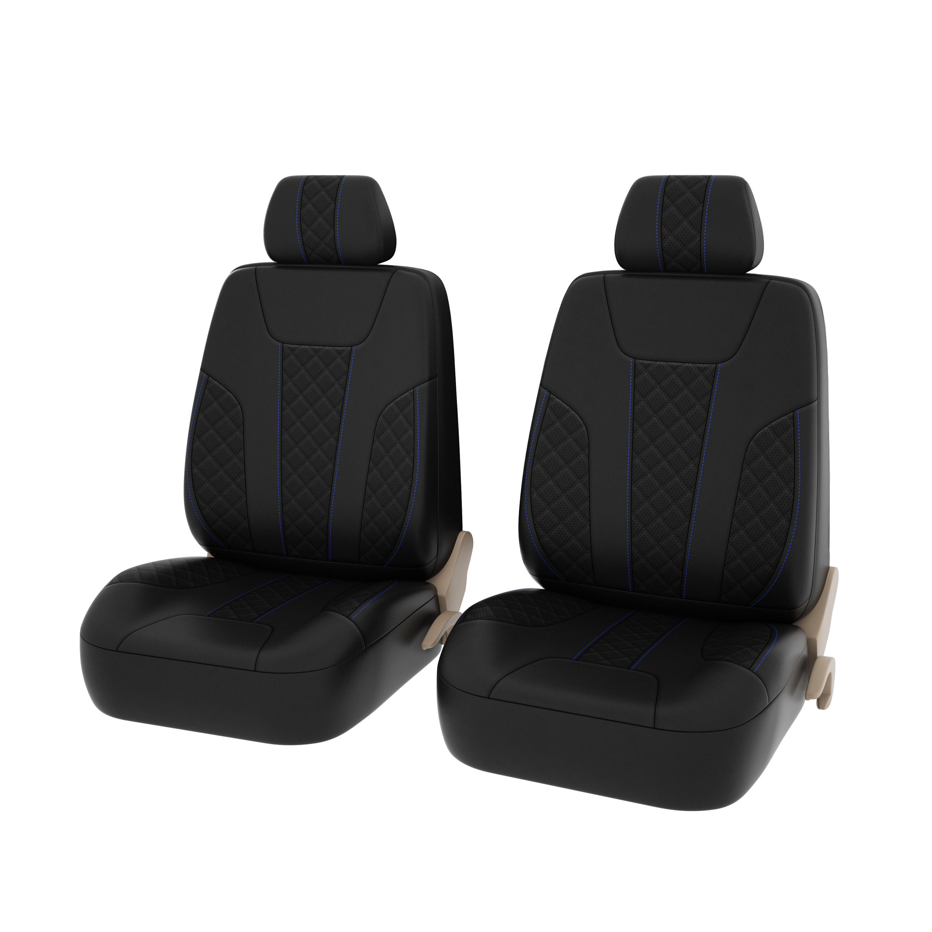 Чехлы PSV Lotos Next 2 FRONT (Черный/отстрочка синяя), ромб + экокожа