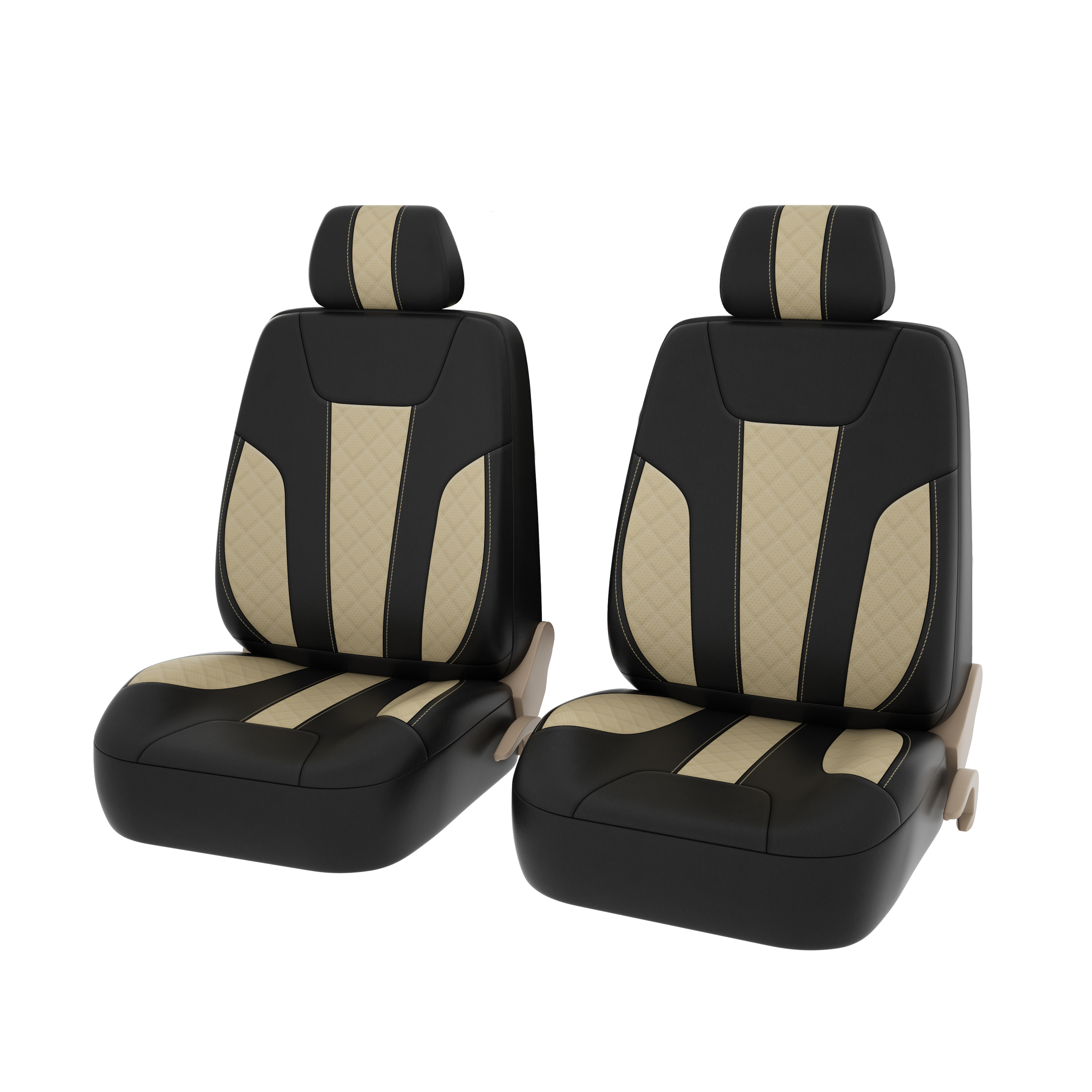 Чехлы PSV Lotos Next 2 FRONT (Черный-Бежевый), ромб + экокожа (ХИТ ПРОДАЖ)