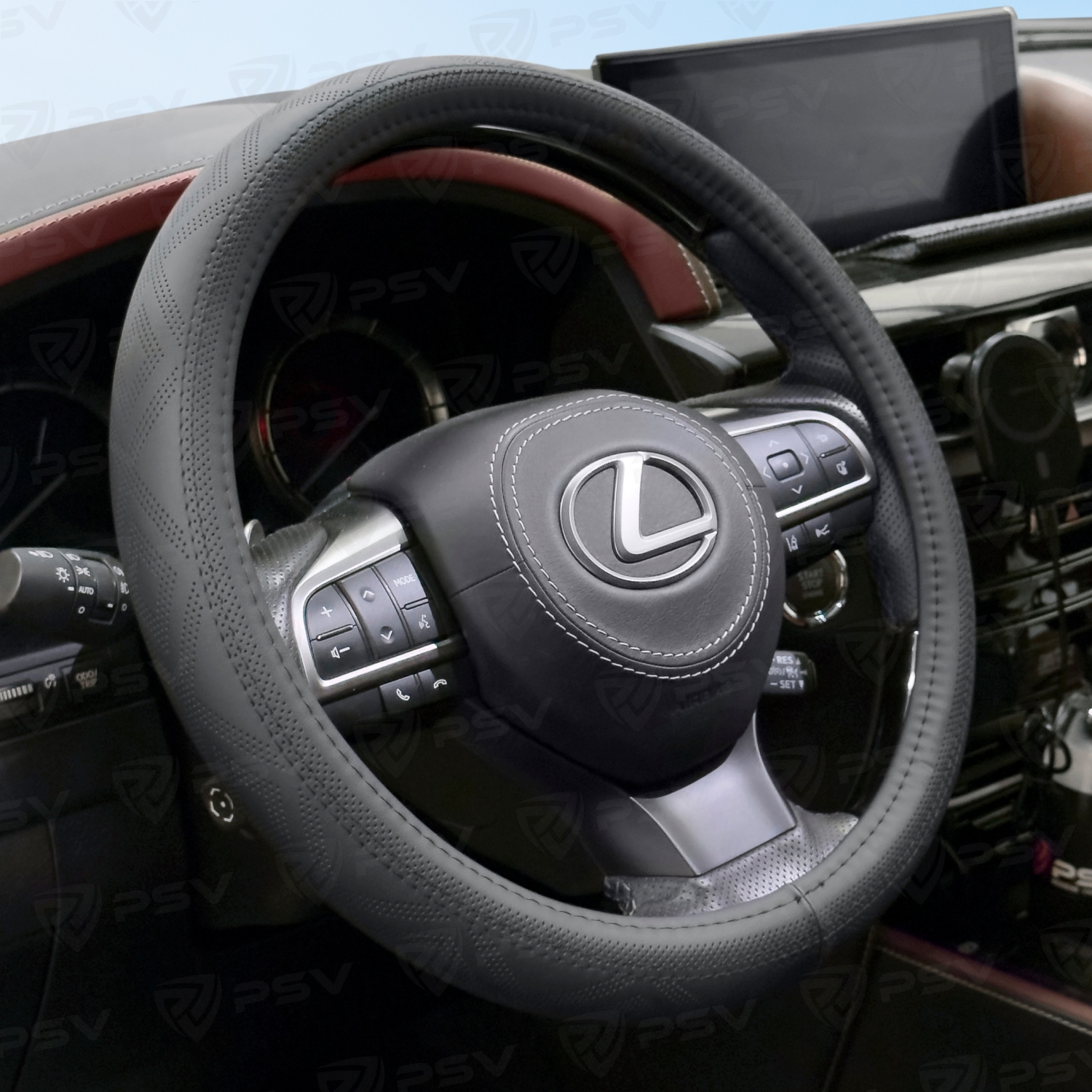 Оплетка на руль  PSV VEKTOR Fiber (Черный/Отстрочка черная) М, экокожа