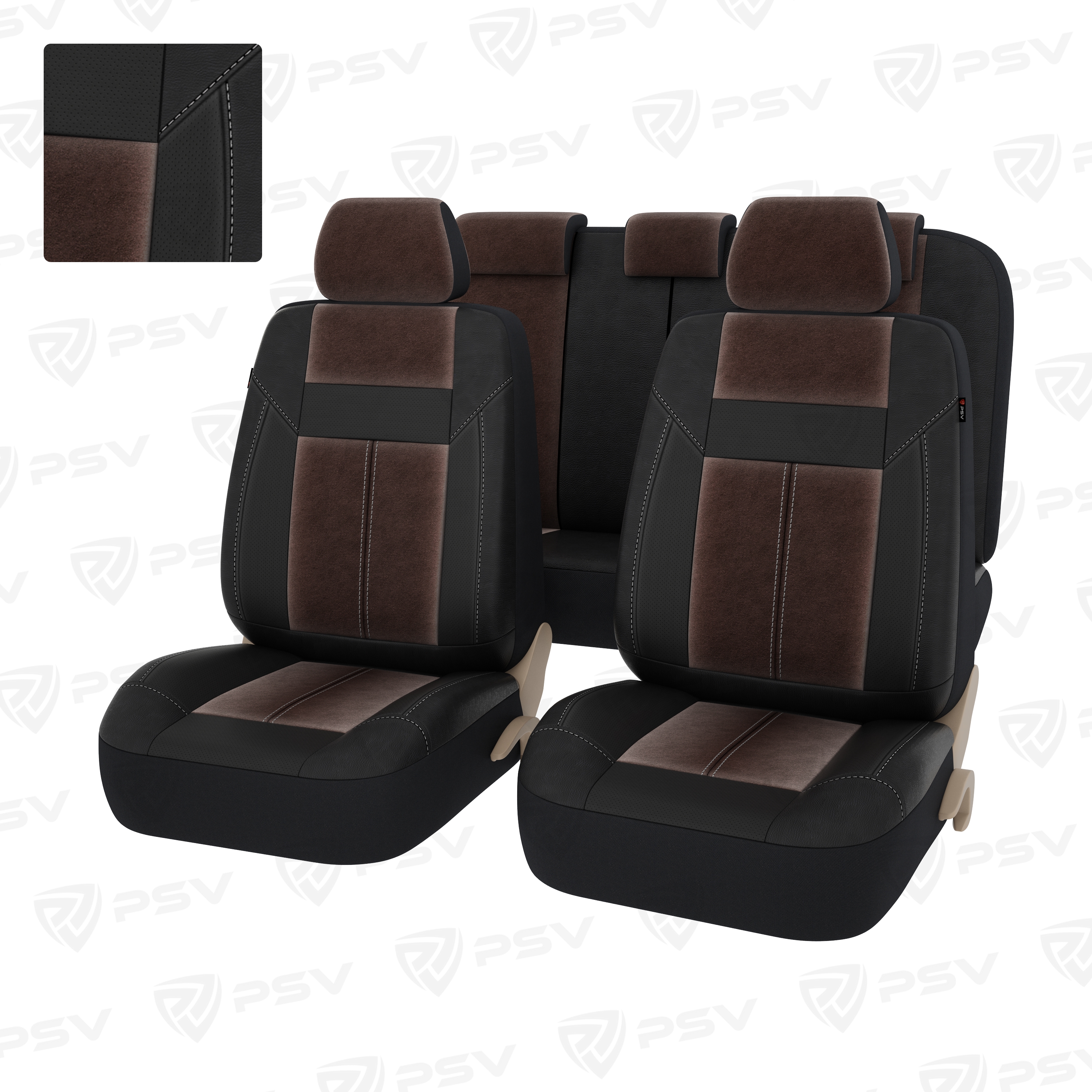 Чехлы PSV Absolute Next (Черный-Коричневый), экокожа + велюр