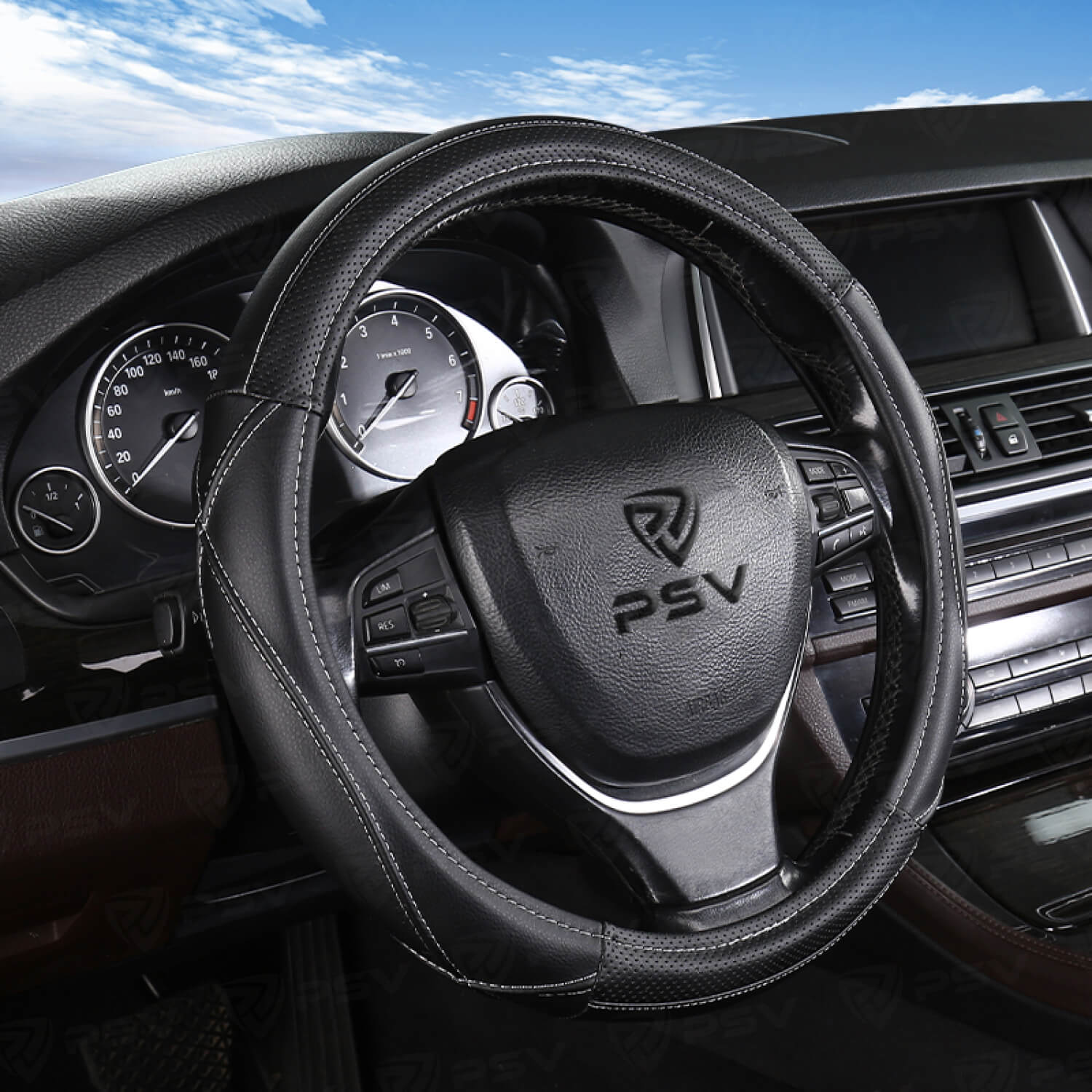 Оплетка на руль PSV FELLER (Черный/Отстрочка серая) M,экокожа
