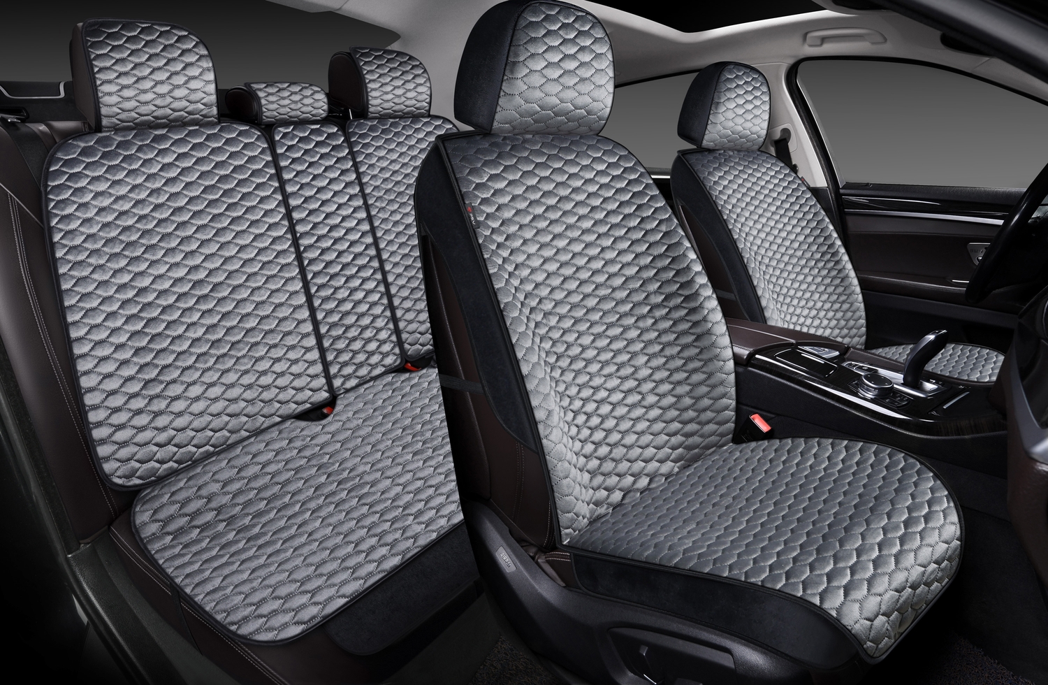 Накидки 3D PSV Sota Next (Черно-Серый), комплект на весь салон, велюр