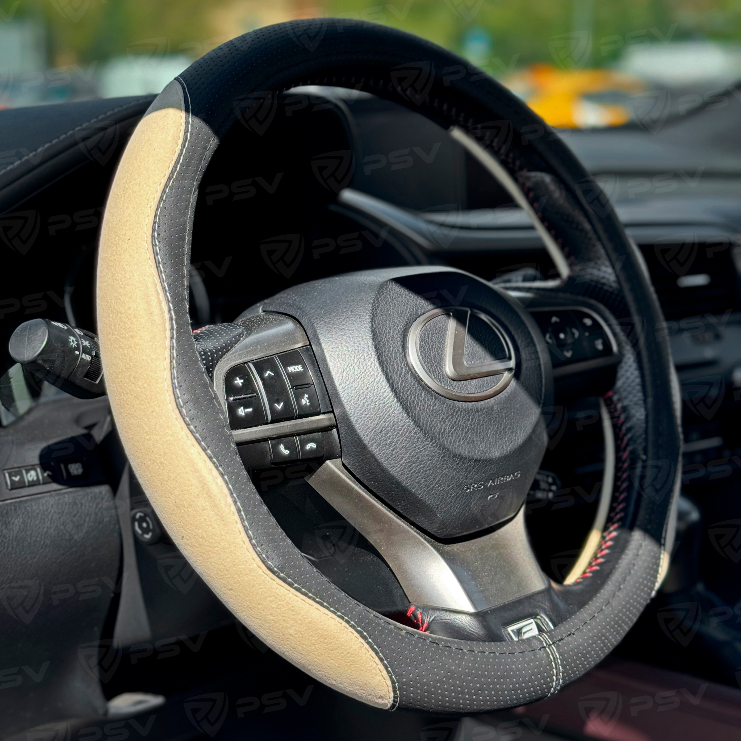 Оплетка на руль  PSV ALCANTARA Fiber (Черно-Бежевый) М, экокожа