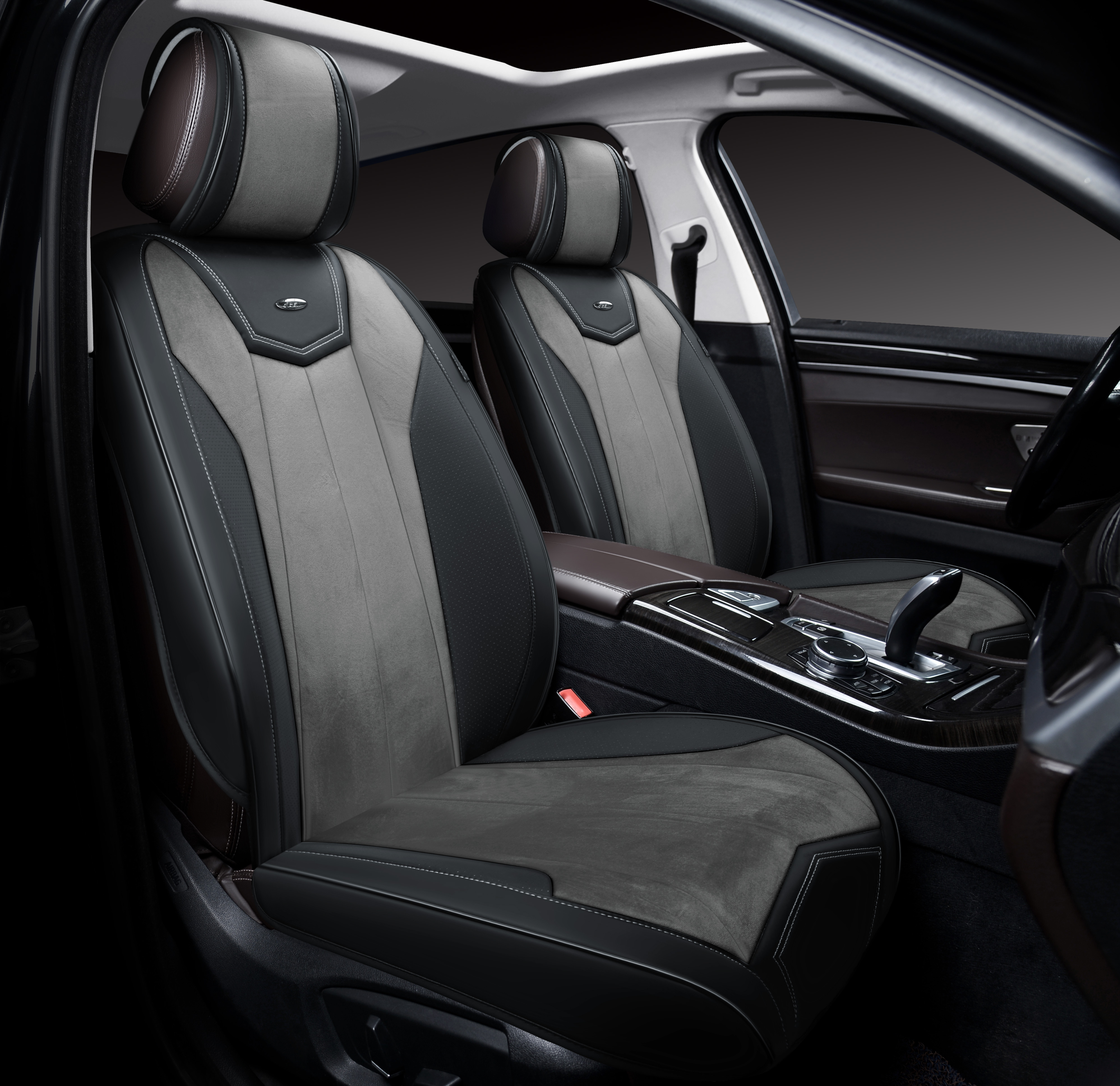 Накидки 3D PSV Betman 2 FRONT (Черно-Серый), на передние сиденья, экокожа + велюр