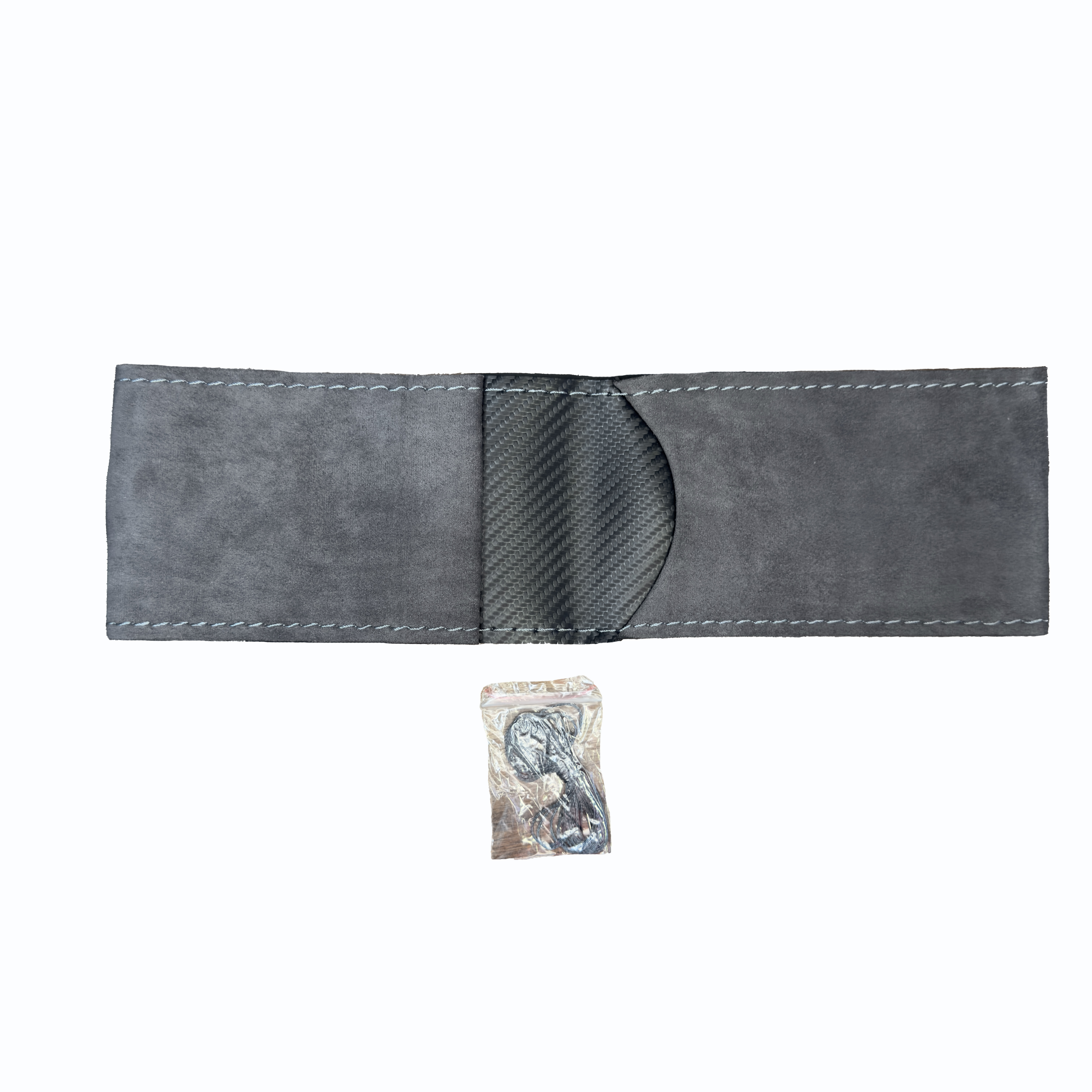 Оплетка на руль PSV со шнуровкой CORD Fiber (Черно-Серый) M алькантара+карбон