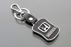 Брелок автомобильный кожаный + металл HONDA 