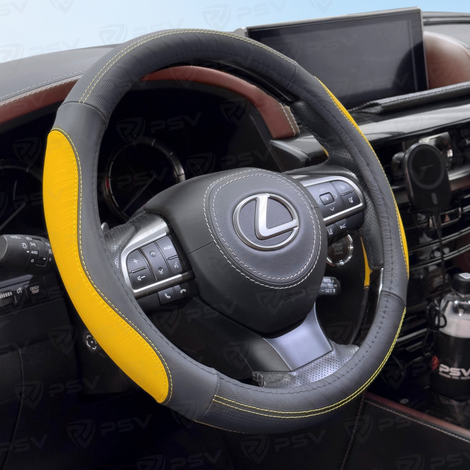 Оплетка на руль кожаная PSV BLESK (Черно-Желтый) M