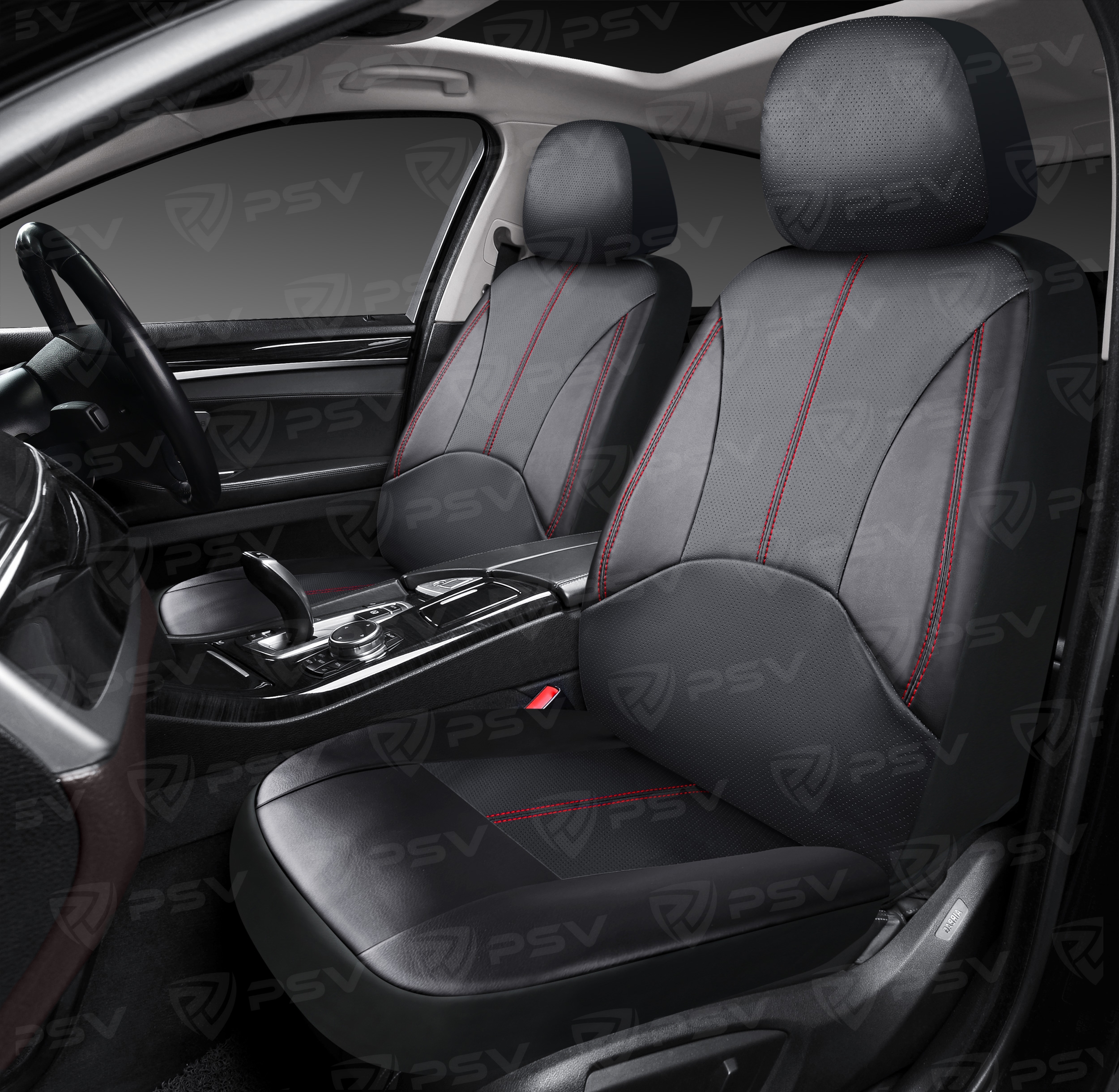 Чехлы PSV Imperial Next 2 FRONT  (Черный/отстрочка красная), экокожа