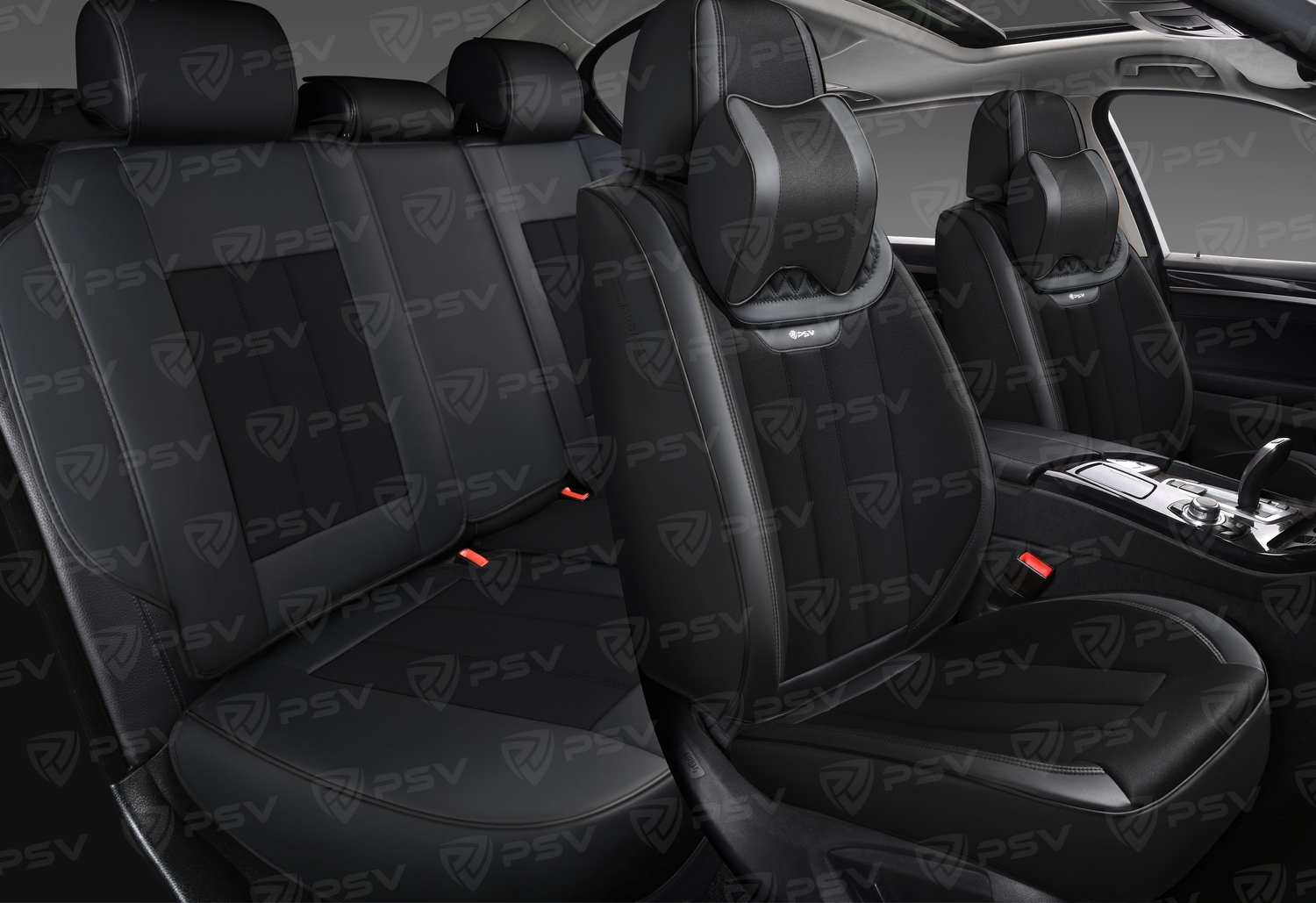 Накидки 5D PSV Continental (Черный/Отстрочка черная), комплект на весь салон
