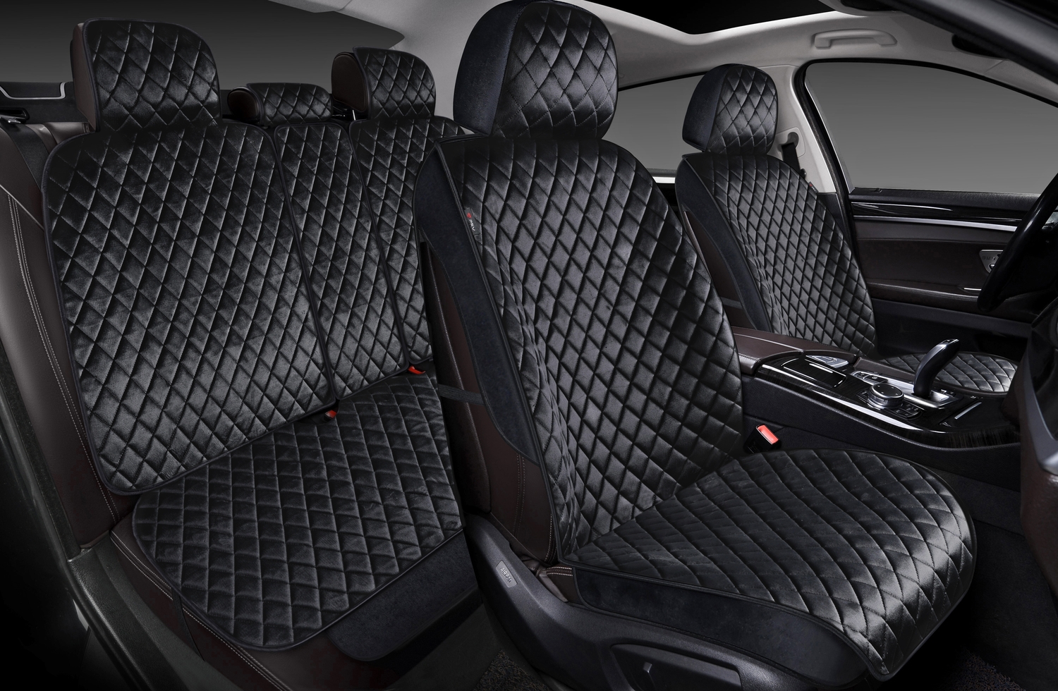 Накидки 3D PSV Romb Next (Черный), комплект на весь салон, велюр