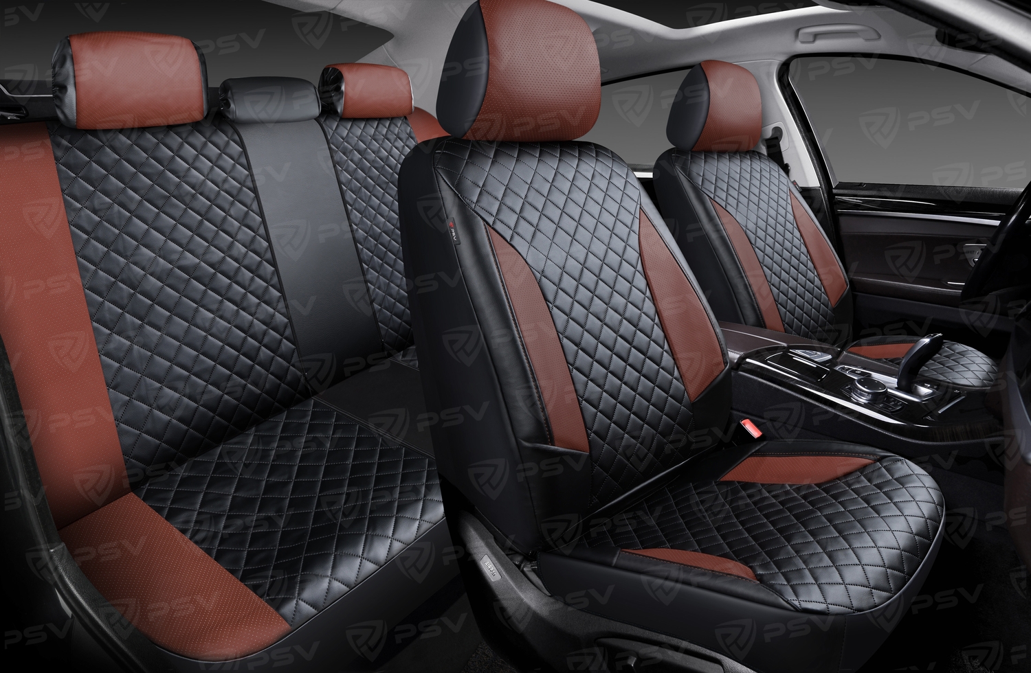 Чехлы PSV King Next (Черный-Коричневый), терморомб + экокожа (ХИТ ПРОДАЖ)