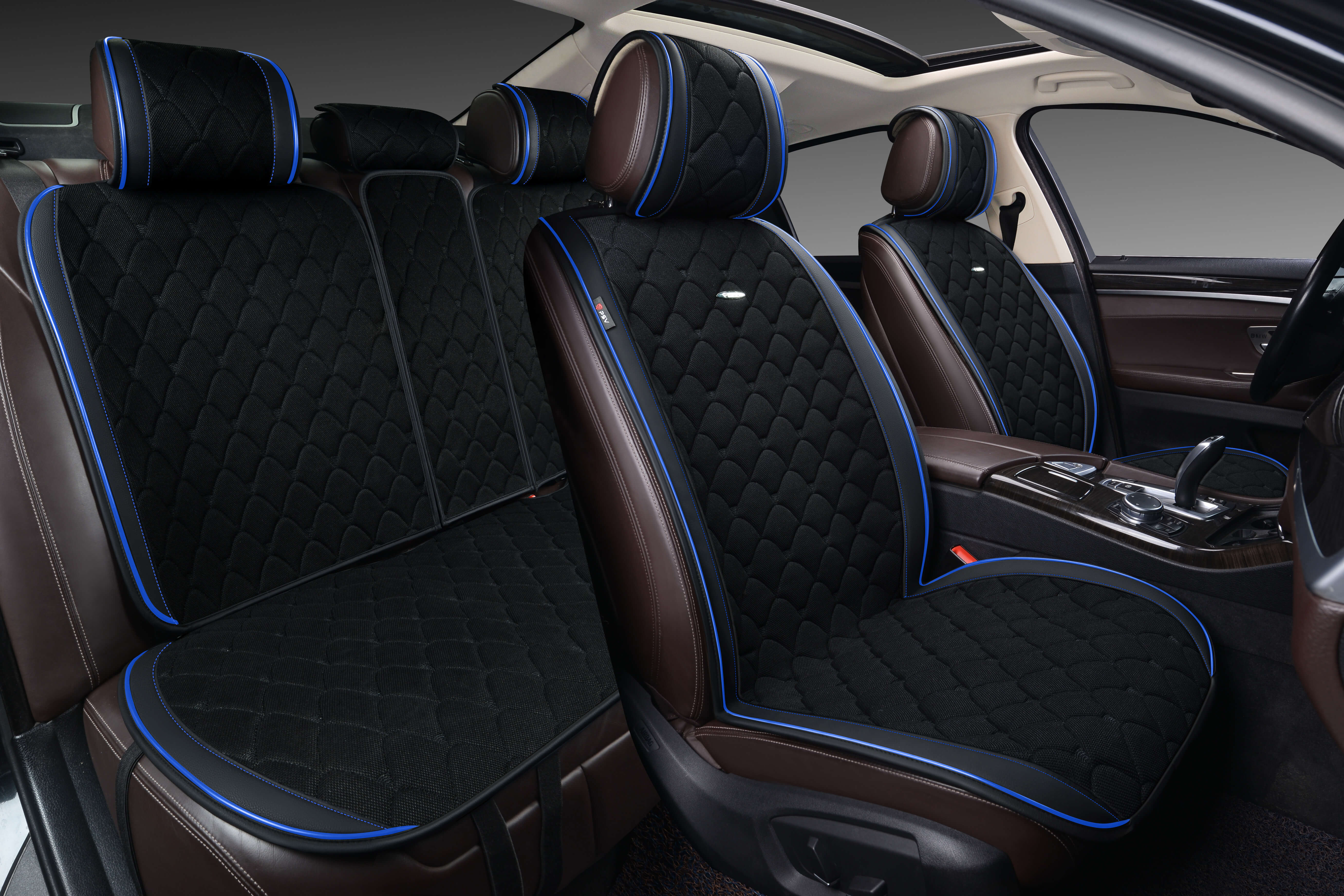 Накидки PSV Flip (Черный/Кант синий), комплект на весь салон