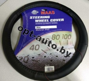 Оплётка на руль MAAS черная-красная нить 026 (размер М)