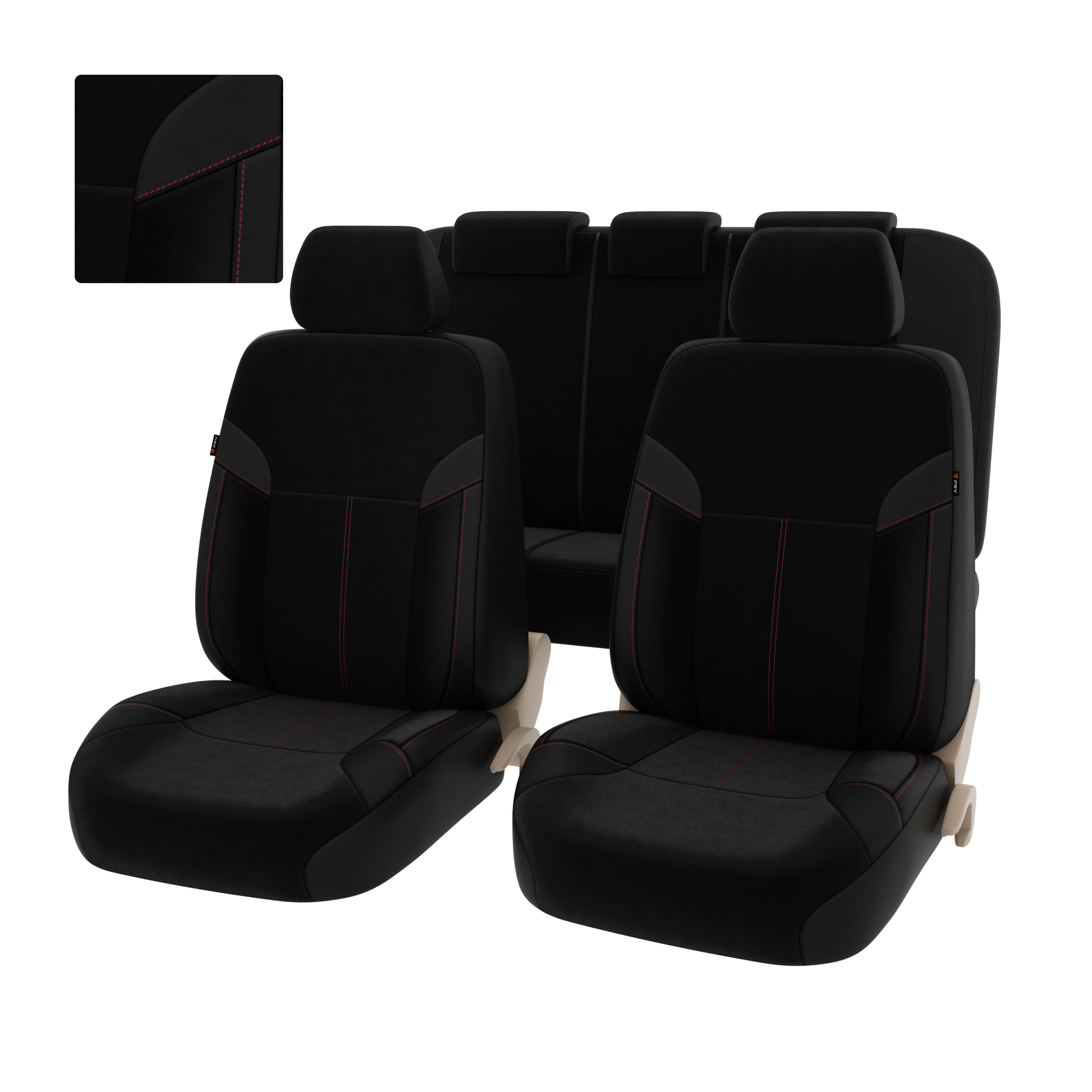 Чехлы PSV Amulet Next  (Черный/отстрочка красная), экокожа + велюр