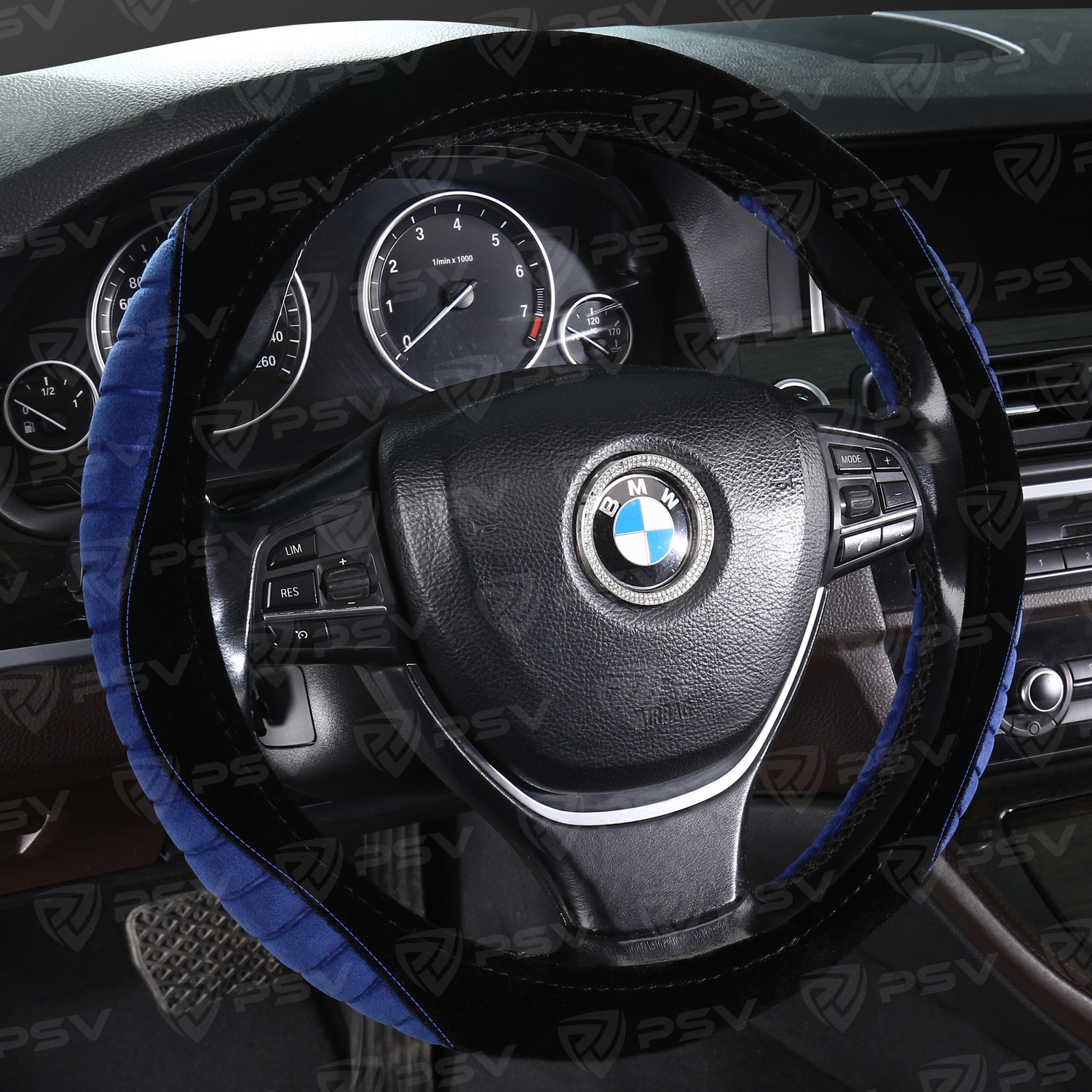 Оплетка на руль PSV LOSK (Черно-Синий) M,вельвет+велюр