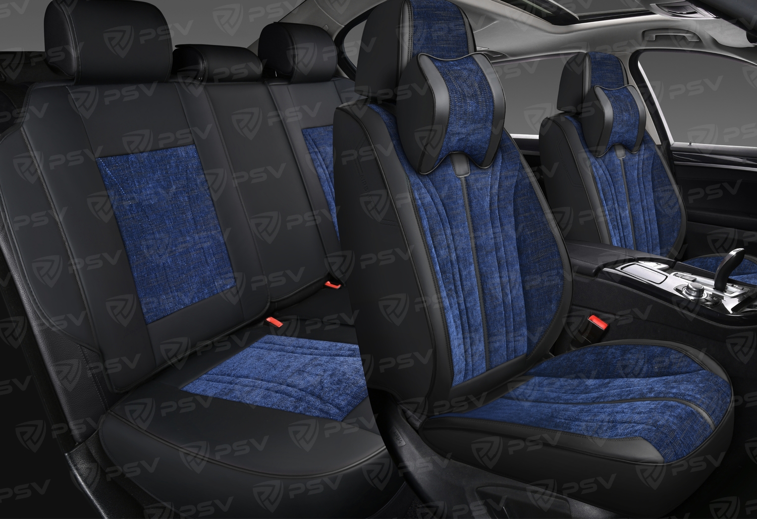 Накидки 5D PSV Grand (Черно-синий), комплект на весь салон