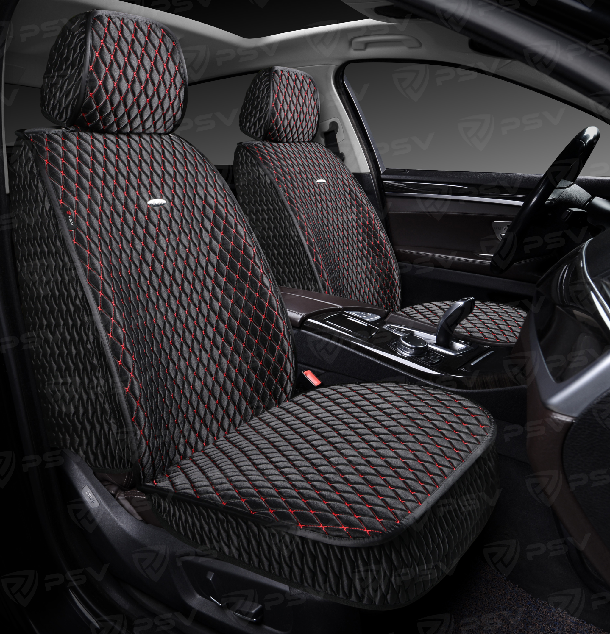 Накидки 5D PSV Xolodok 2 FRONT (Черный/Отстрочка красная), на передние сиденья, холодок