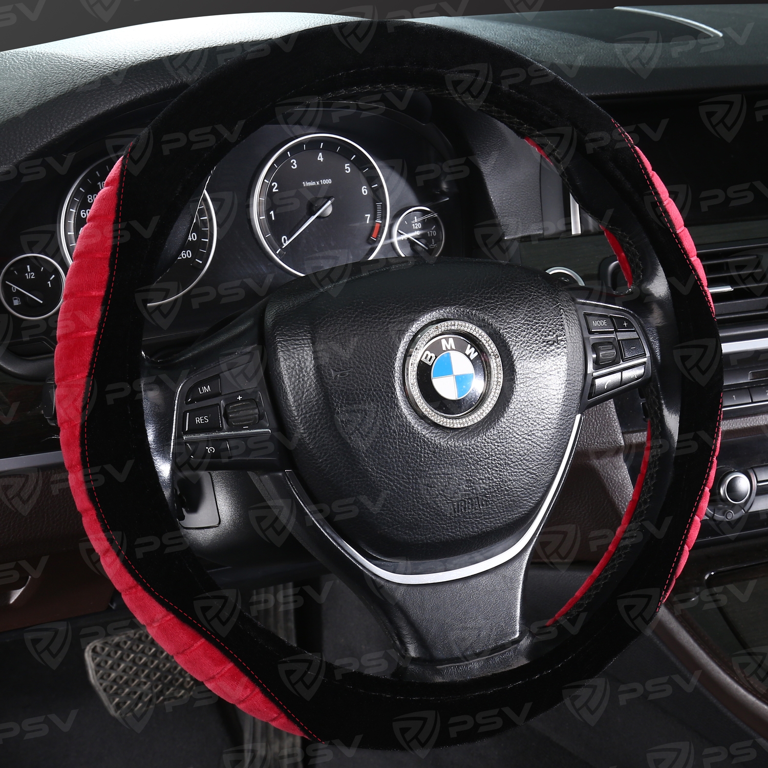 Оплетка на руль PSV LOSK (Черно-Красный) M,вельвет+велюр