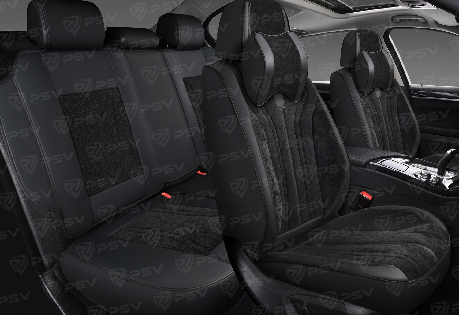 Накидки 5D PSV Grand (Черный/Отстрочка черная), комплект на весь салон