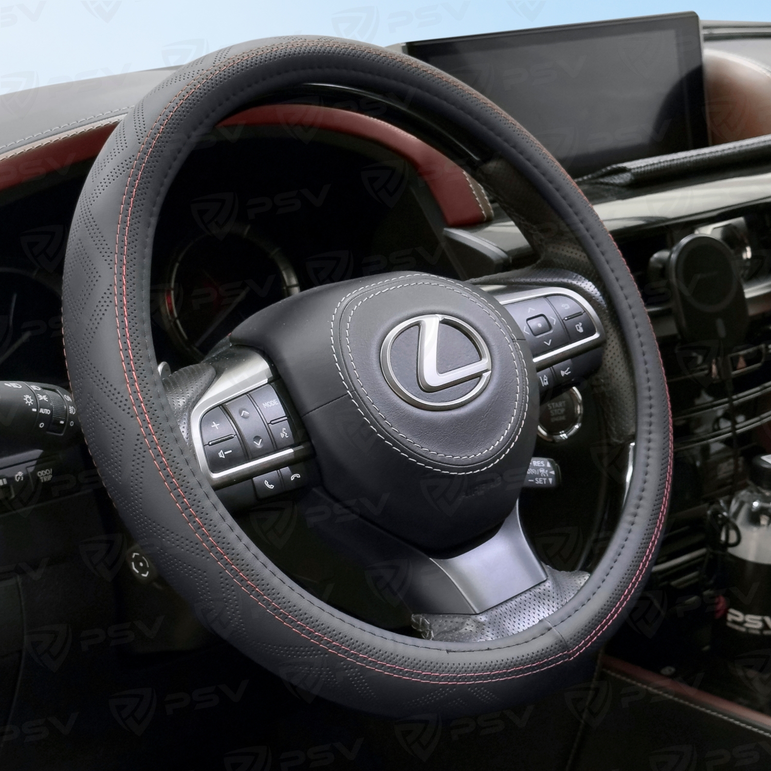 Оплетка на руль  PSV VEKTOR Fiber (Черный/Отстрочка красная) М, экокожа
