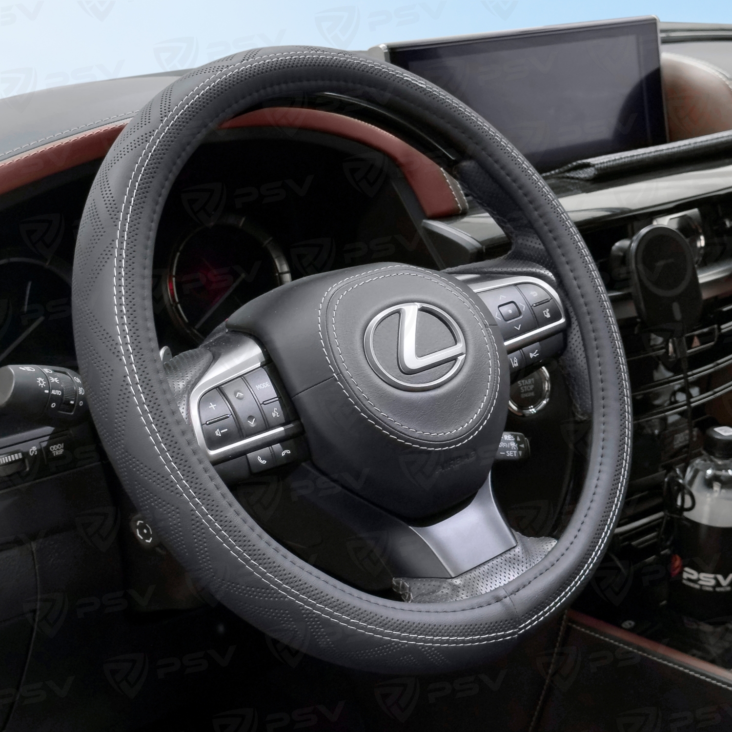 Оплетка на руль  PSV VEKTOR Fiber (Черный/Отстрочка белая) М, экокожа