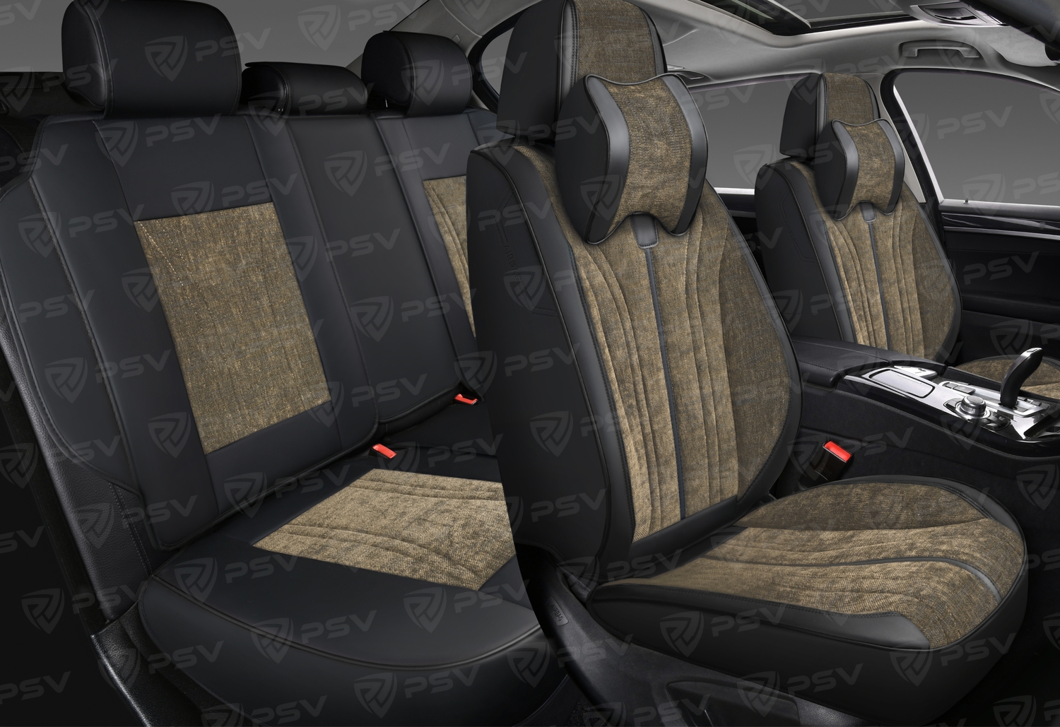 Накидки 5D PSV Grand (Черно-коричневый), комплект на весь салон
