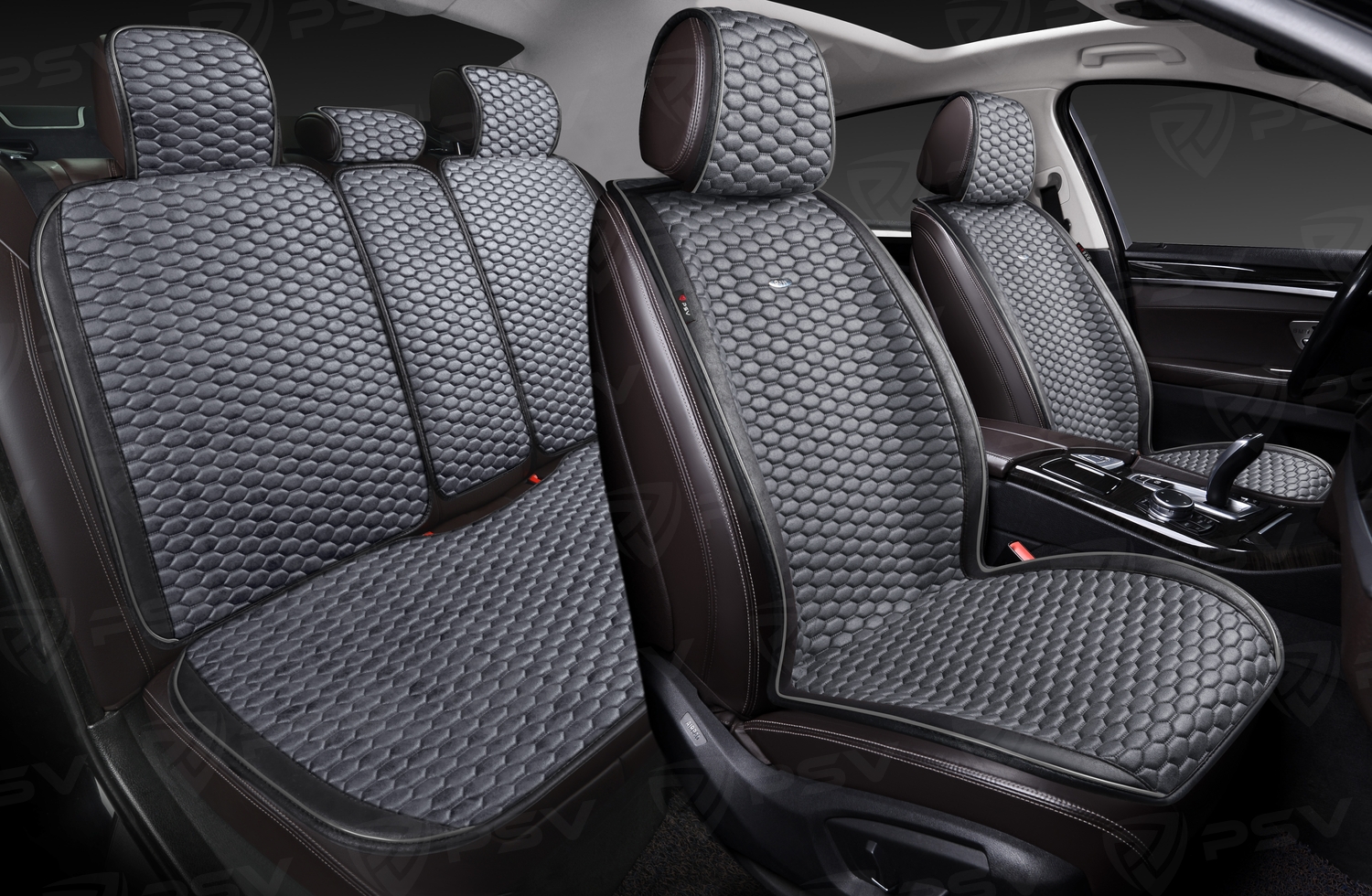 Накидки PSV Hornet PRO Skin (Черно-Серый), комплект на весь салон, мокрая кожа