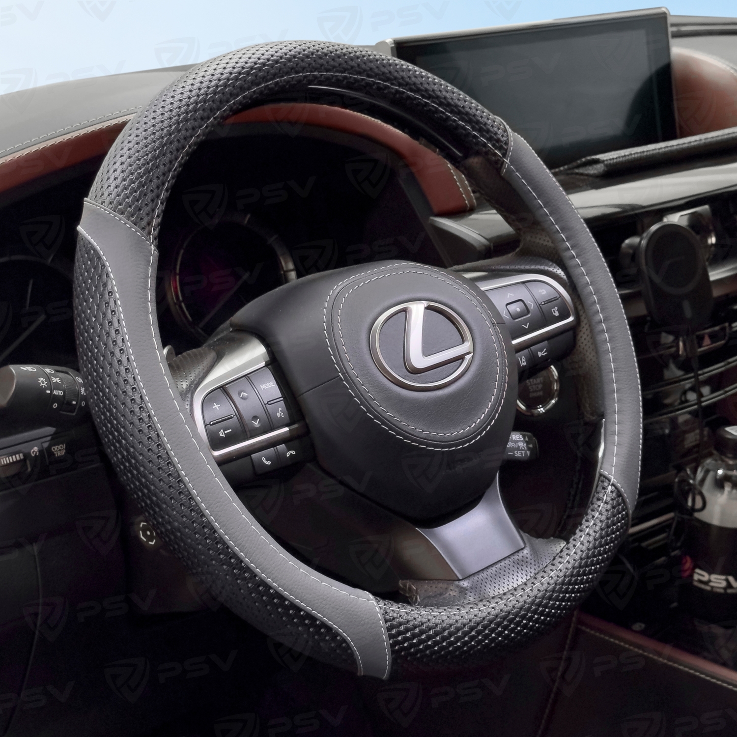 Оплетка на руль  PSV RECT Fiber (Черно-Серый) М, экокожа