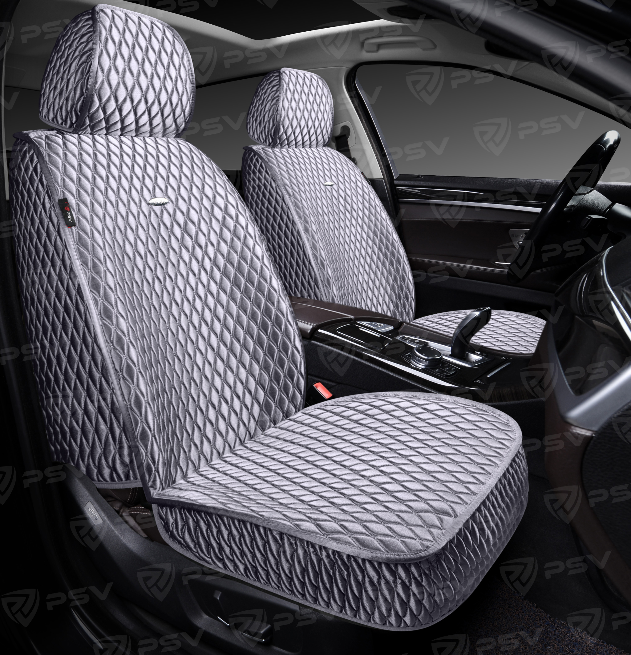 Накидки 5D PSV Xolodok 2 FRONT (Серый/Отстрочка Серая), на передние сиденья, холодок
