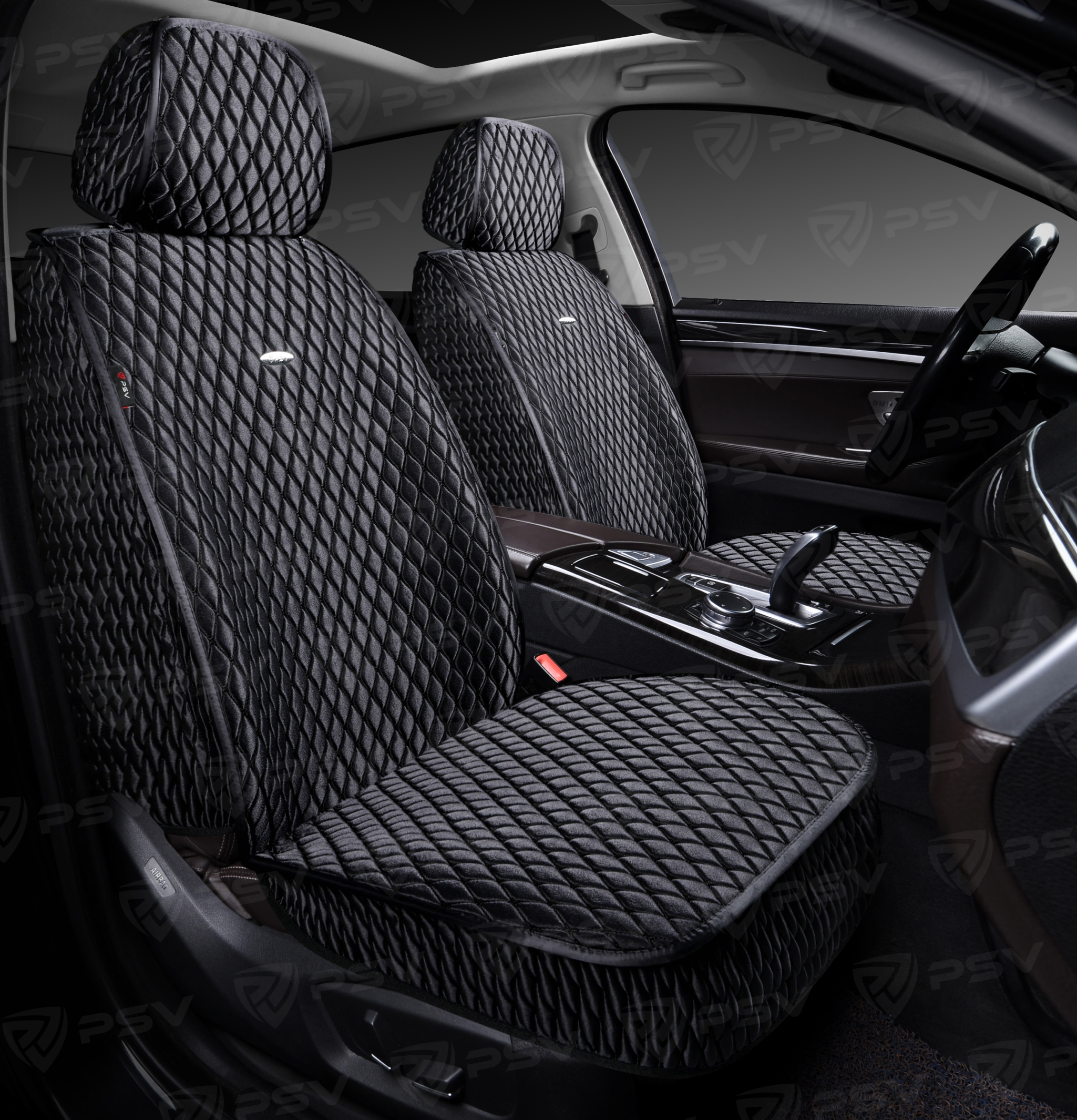 Накидки 5D PSV Xolodok 2 FRONT (Черный/Отстрочка черная), на передние сиденья, холодок