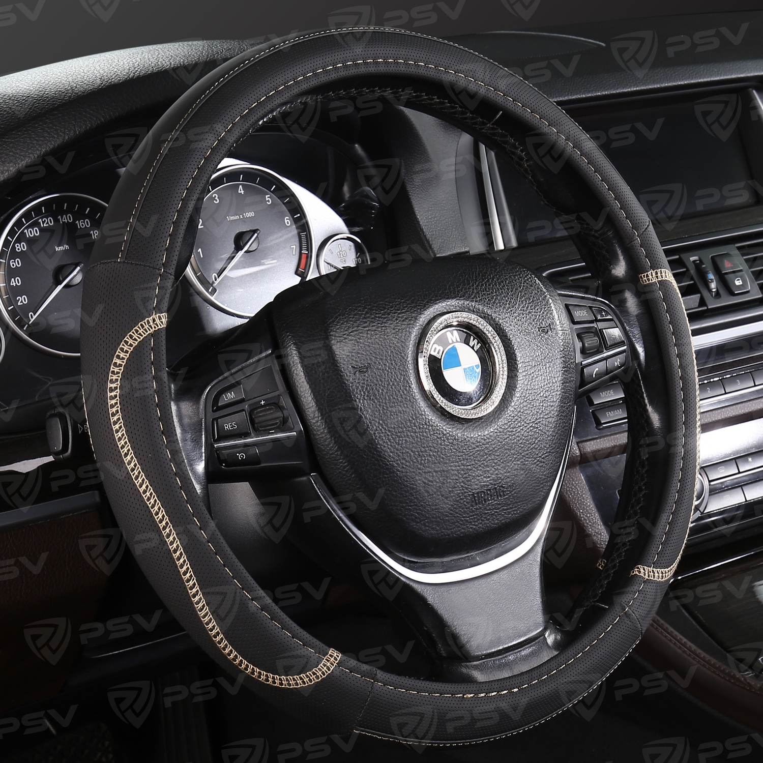 Оплетка на руль PSV ARDOR (Черный/Отстрочка бежевая) M,экокожа