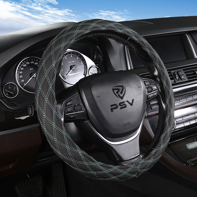 Оплетка на руль PSV RADIKAL (Черный/Отстрочка т.зеленая) M, экокожа