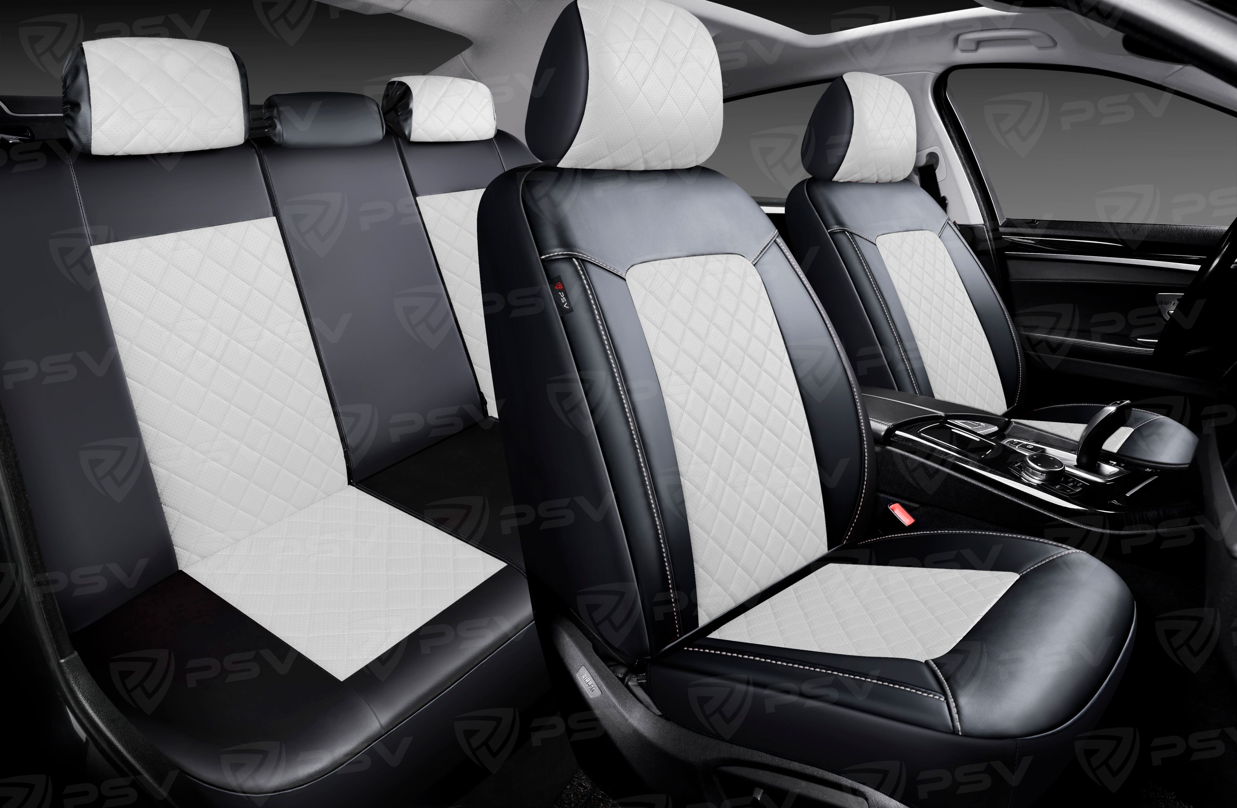 Чехлы PSV Elegant Next (Черный-Белый), ромб + экокожа (ХИТ ПРОДАЖ)