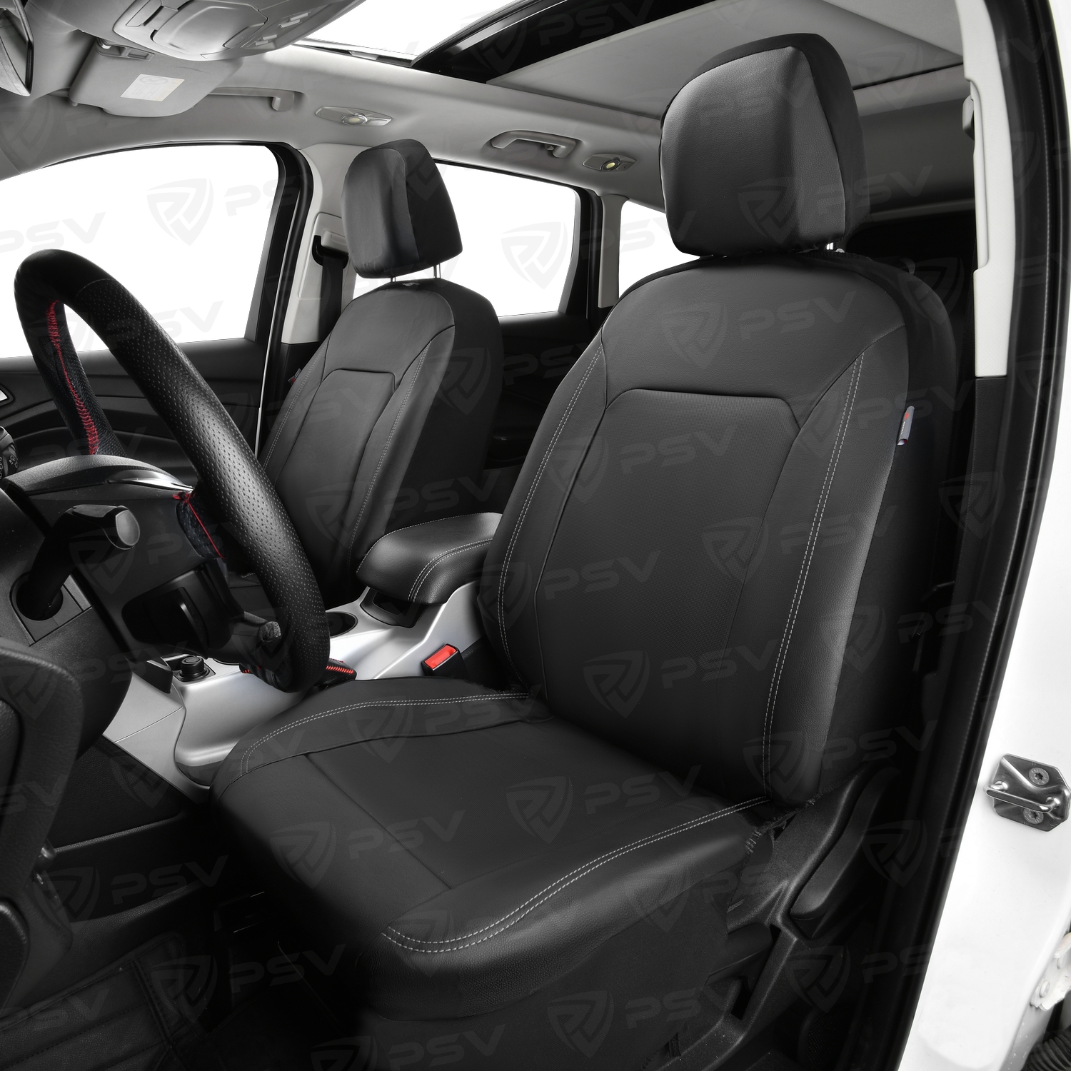 Чехлы GTL Fort (Черный/отстрочка серая), экокожа, вакуумная упаковка