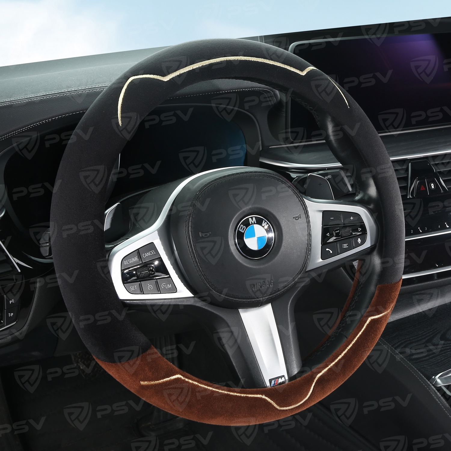 Оплетка на руль PSV KISA (Черно-коричневый) M, вельвет