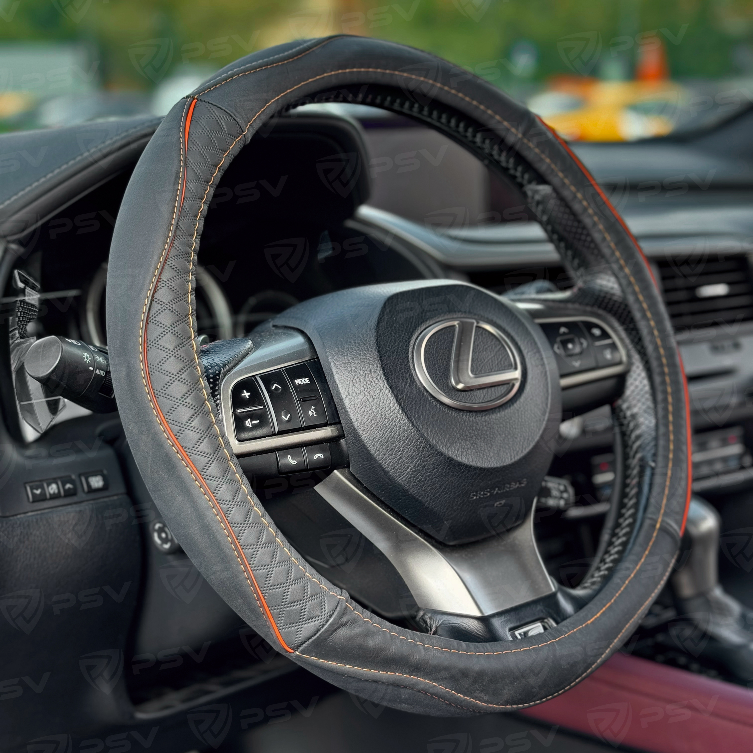 Оплетка на руль кожаная PSV VOLNA (Черно-Оранжевый) M