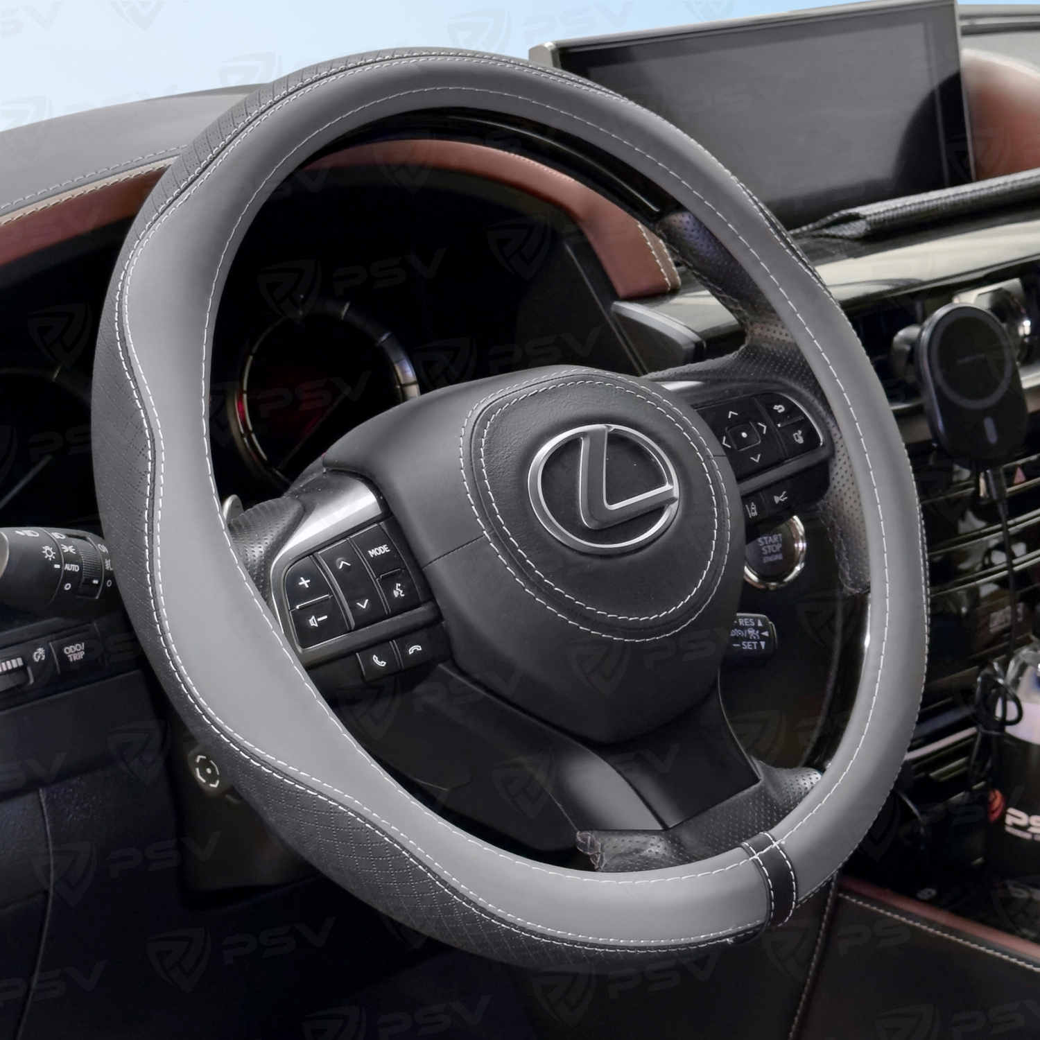 Оплетка на руль  PSV RUBBER Fiber (Черно-Серый) М, экокожа