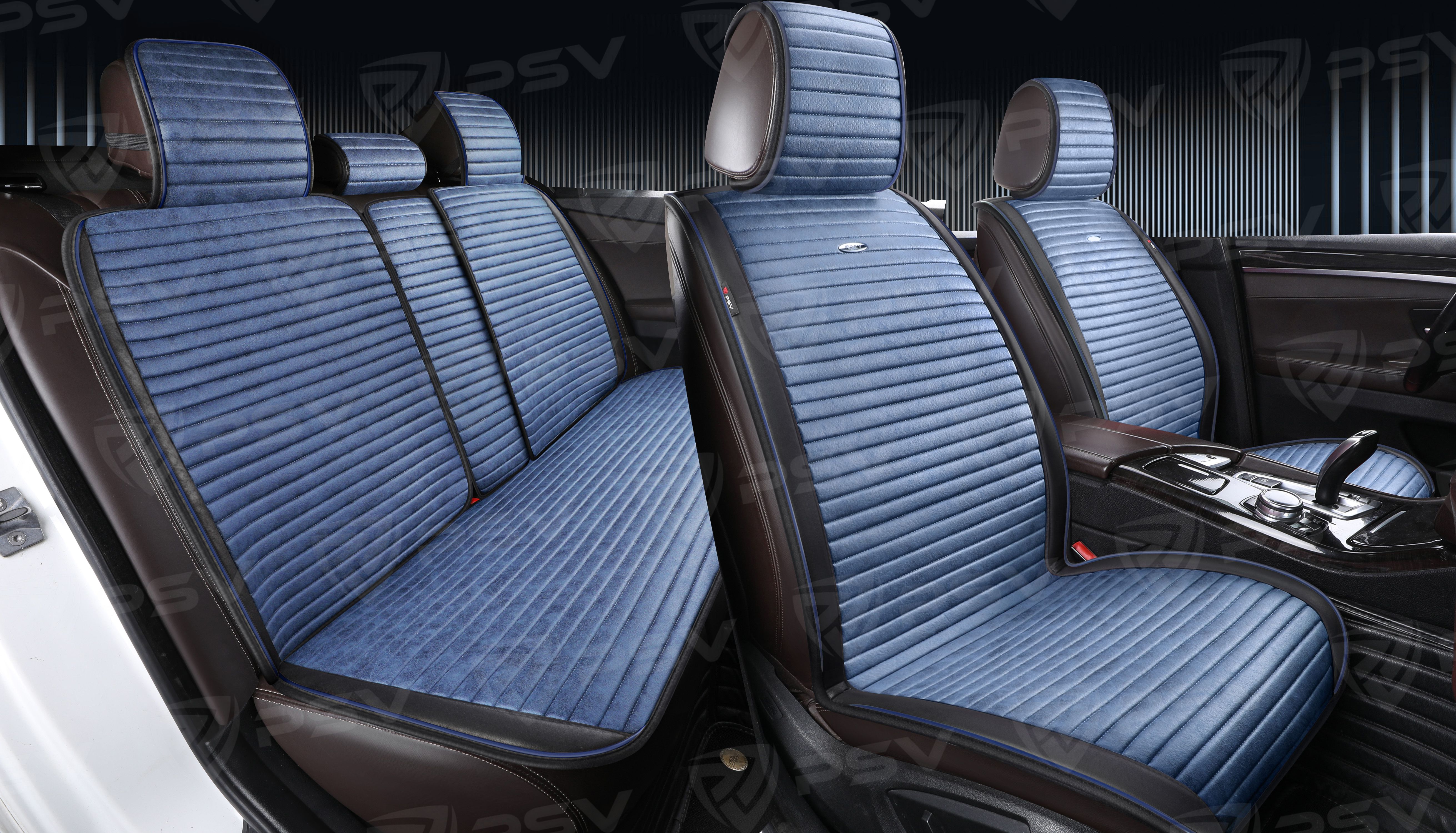 Накидки PSV Bliss PRO Skin (Черно-Синий), комплект на весь салон, мокрая кожа