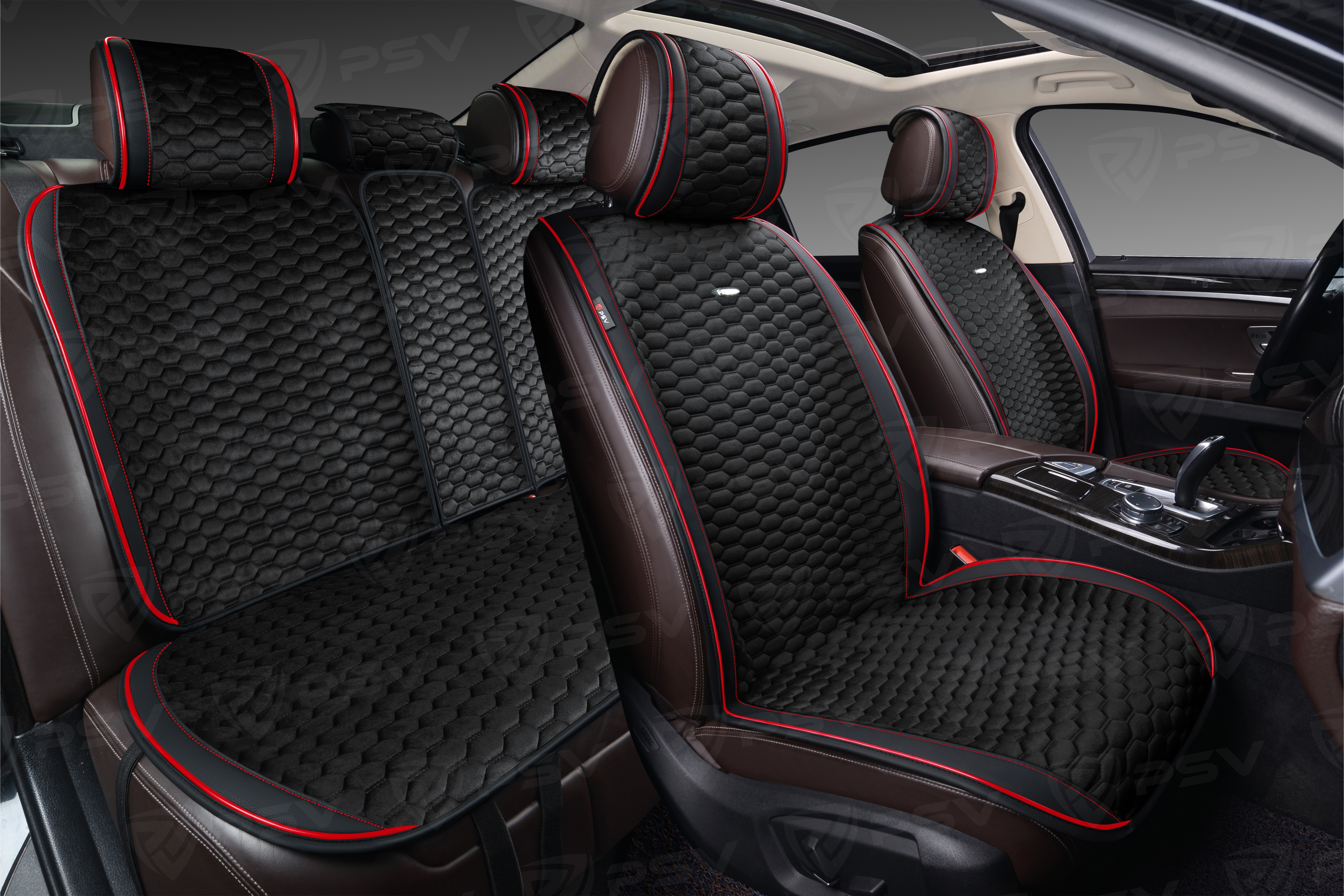 Накидки PSV Hornet (Черный/Кант красный), комплект на весь салон    (ХИТ ПРОДАЖ)