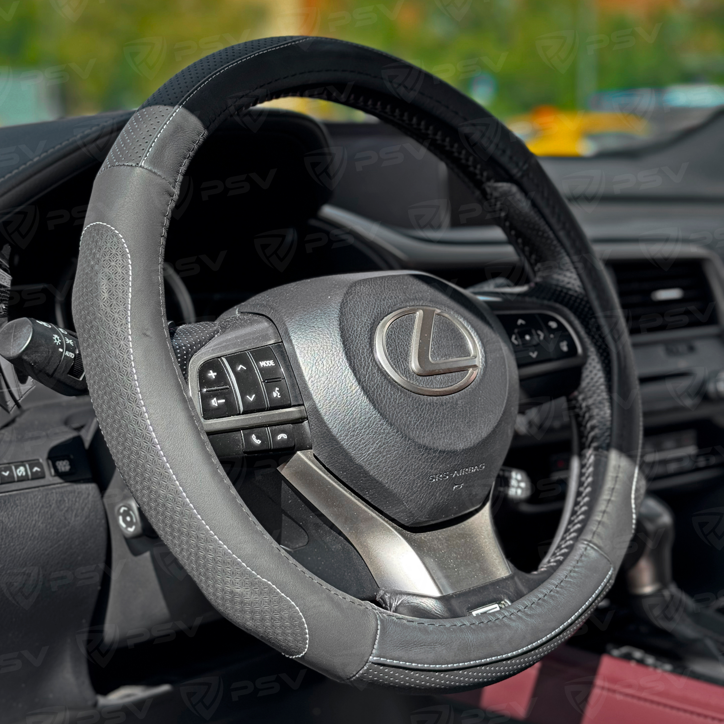 Оплетка на руль кожаная PSV KOMFORT (Черный/Отстрочка белая) M, с перфорацией