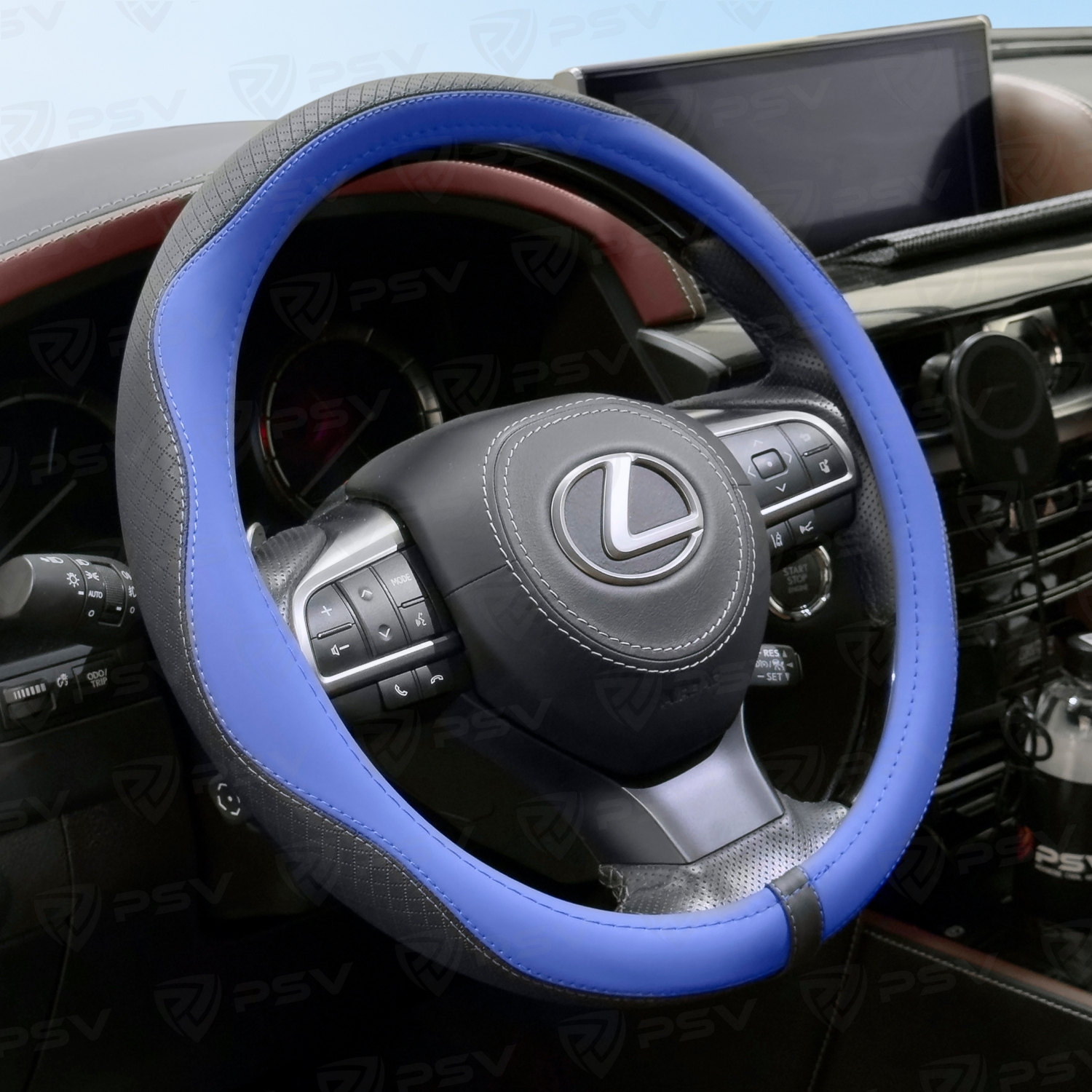 Оплетка на руль  PSV RUBBER Fiber (Черно-Синий) М, экокожа