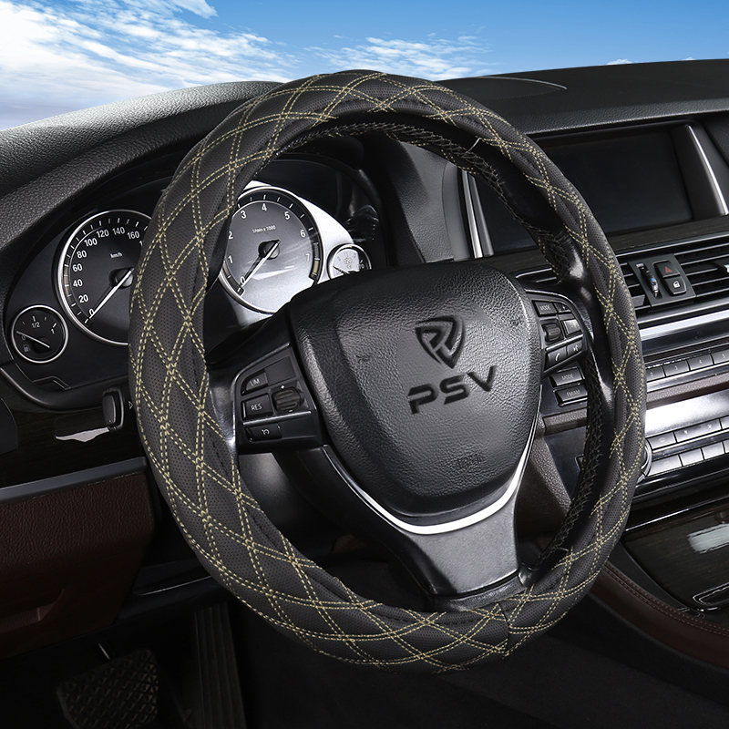 Оплетка на руль PSV RADIKAL (Черный/Отстрочка бежевая) M, экокожа