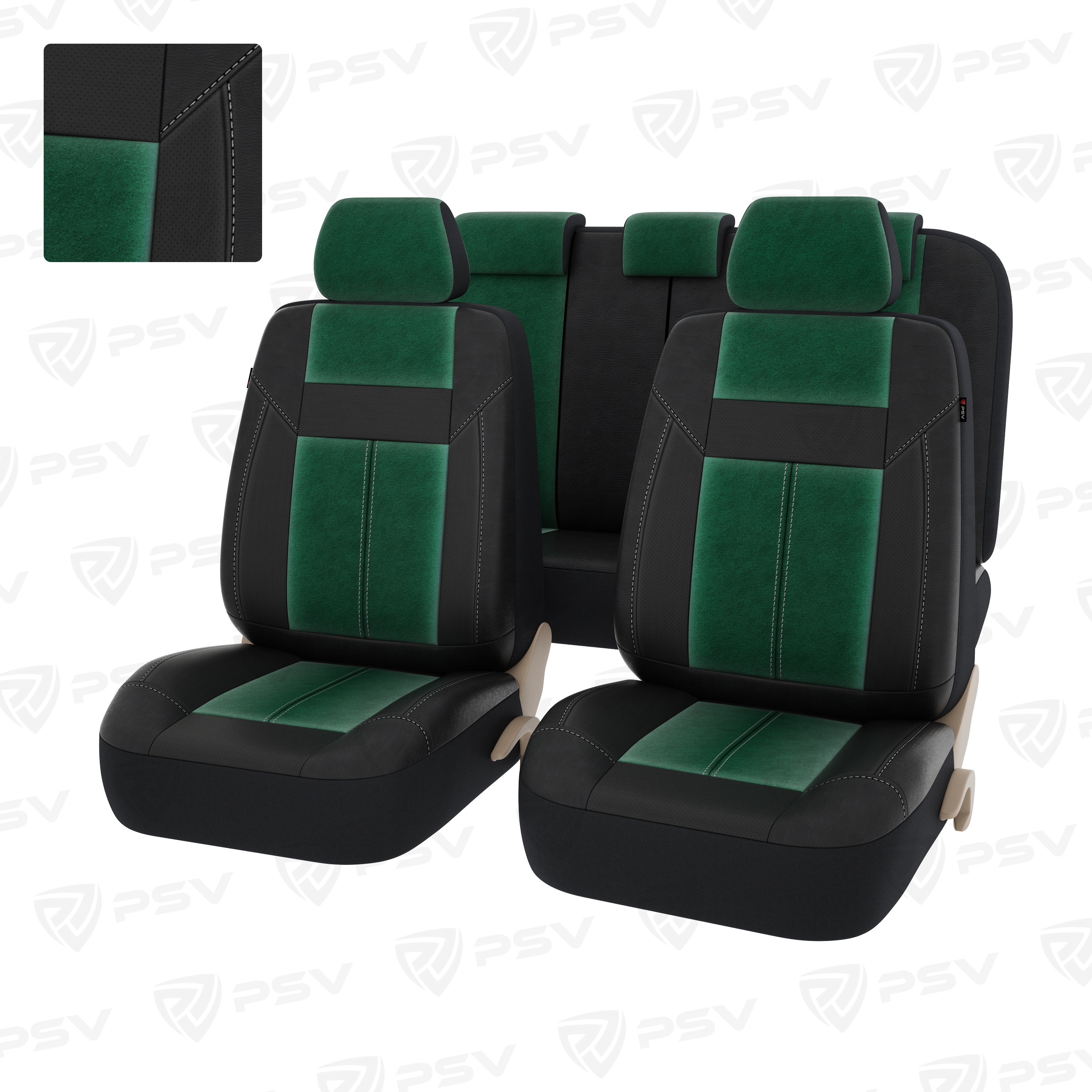 Чехлы PSV Absolute Next (Черный-Зеленый), экокожа + велюр