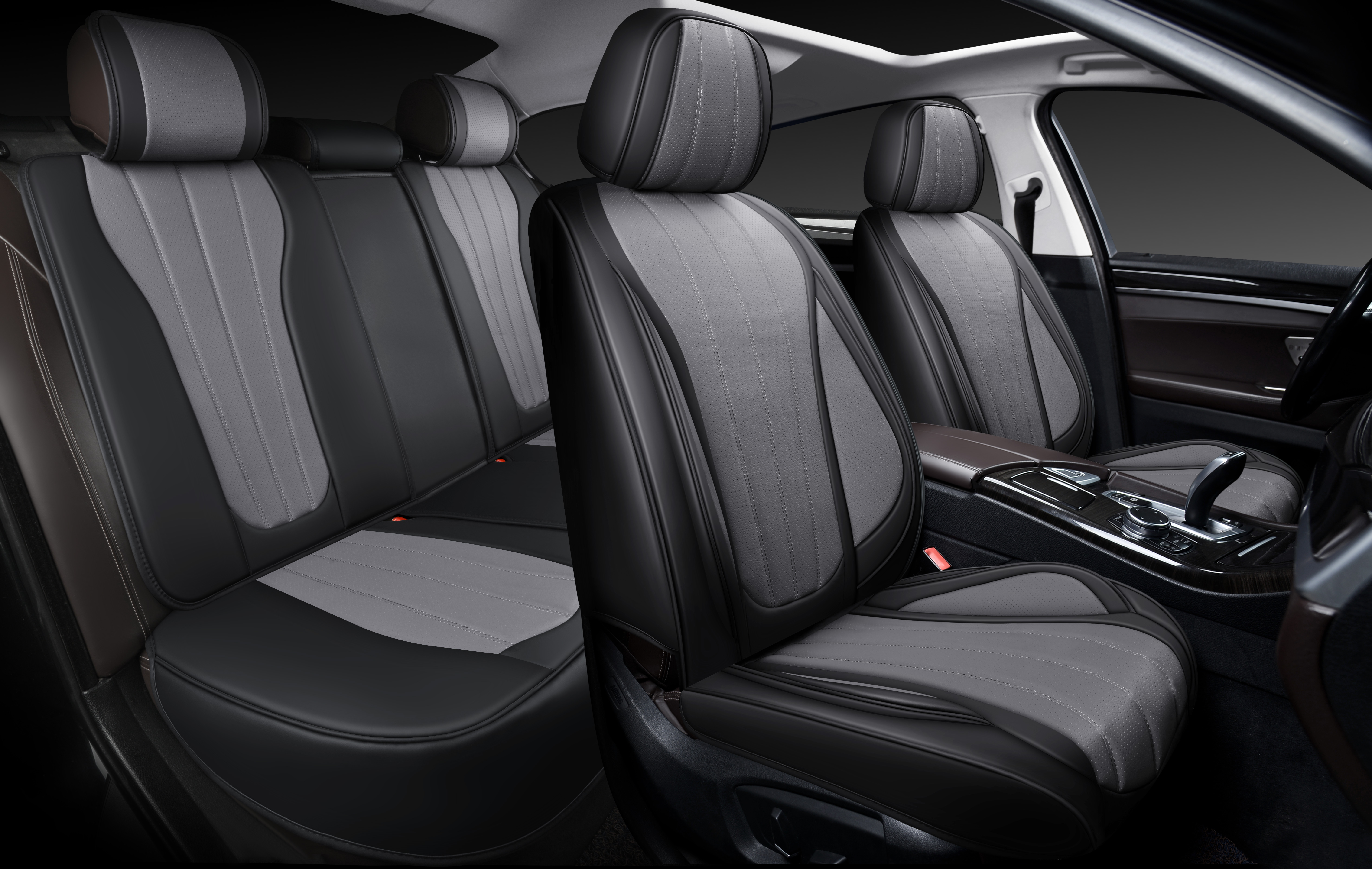 Накидки 5D PSV Kapital (Черно-Серый), комплект на весь салон, экокожа