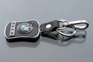 Брелок автомобильный кожаный + металл BMW 