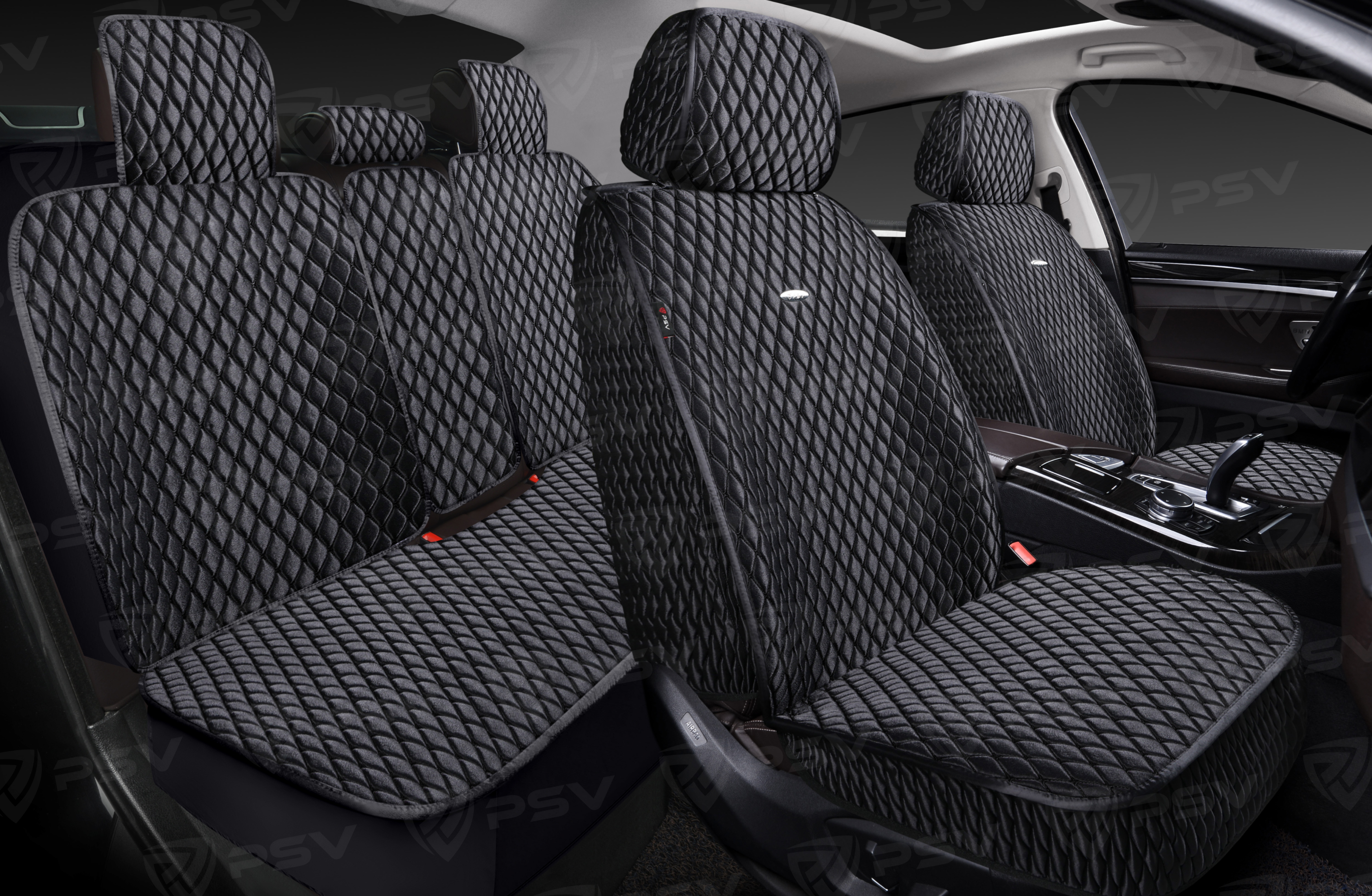 Накидки 5D PSV Xolodok (Черный/Отстрочка Черный), комплект на весь салон, холодок